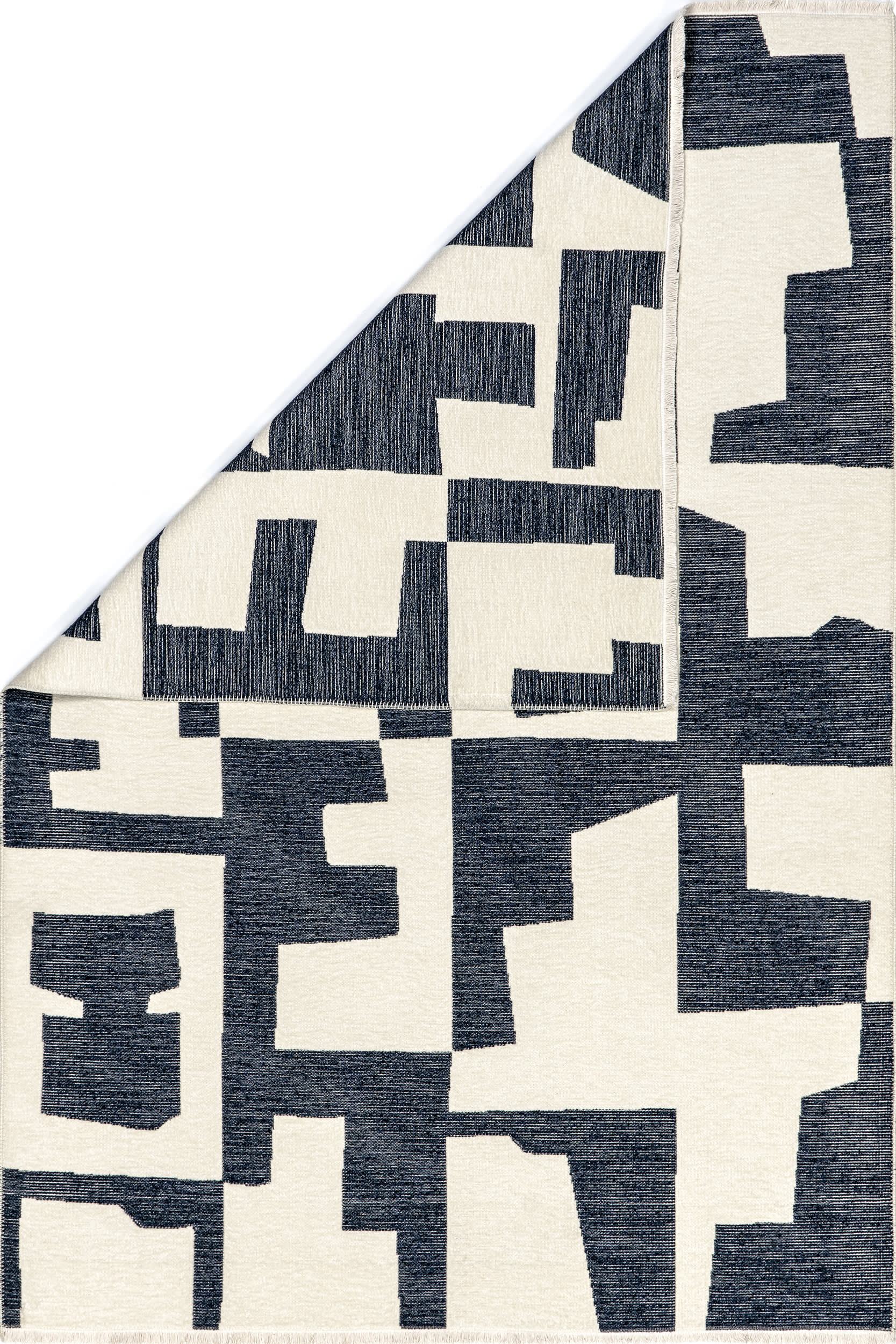 Daniela Geometric Reversible Washable Rug | Navy - Image 4