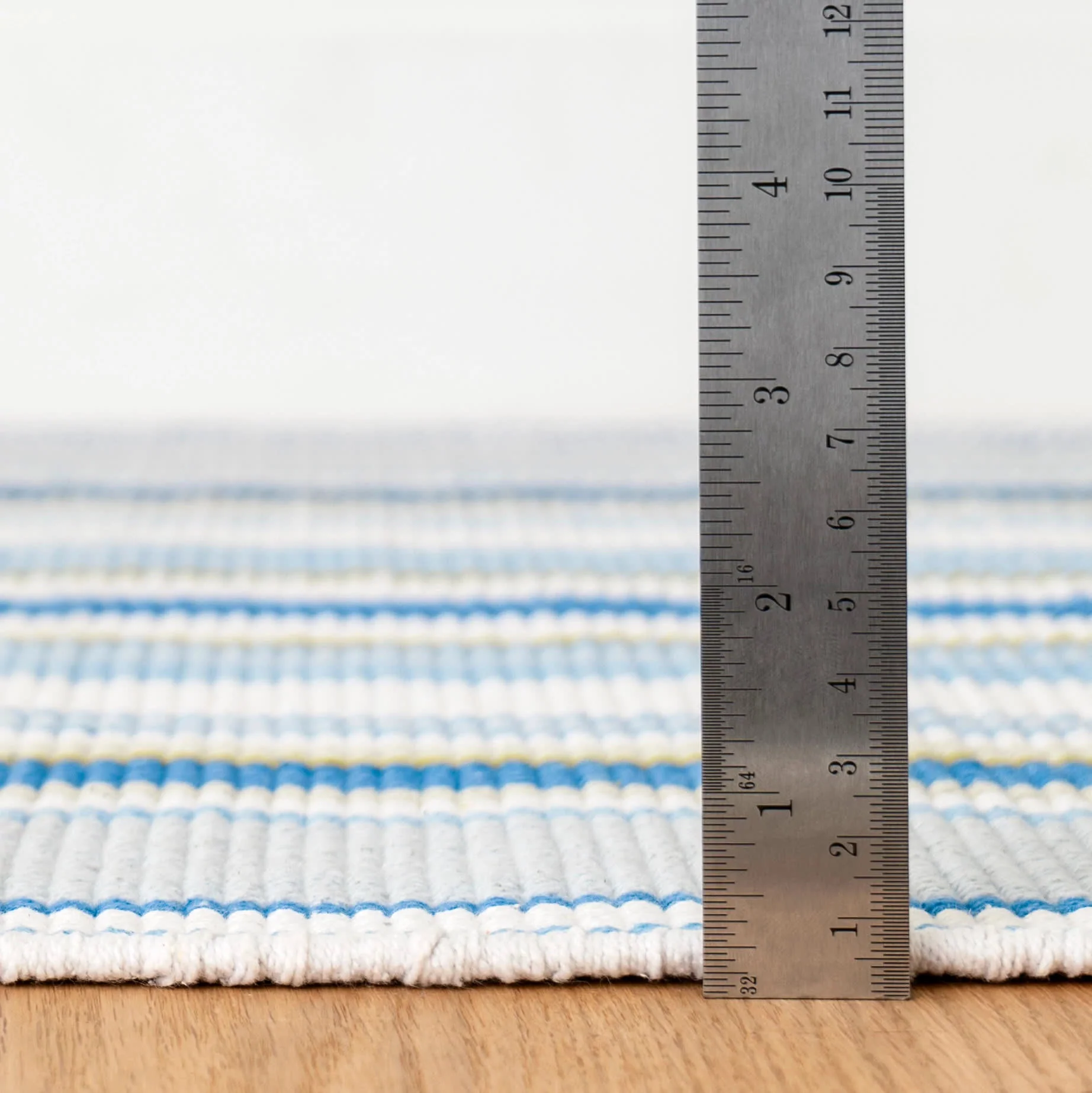 Daphne Stripe Handwoven Cotton Rug | French Blue - Image 4