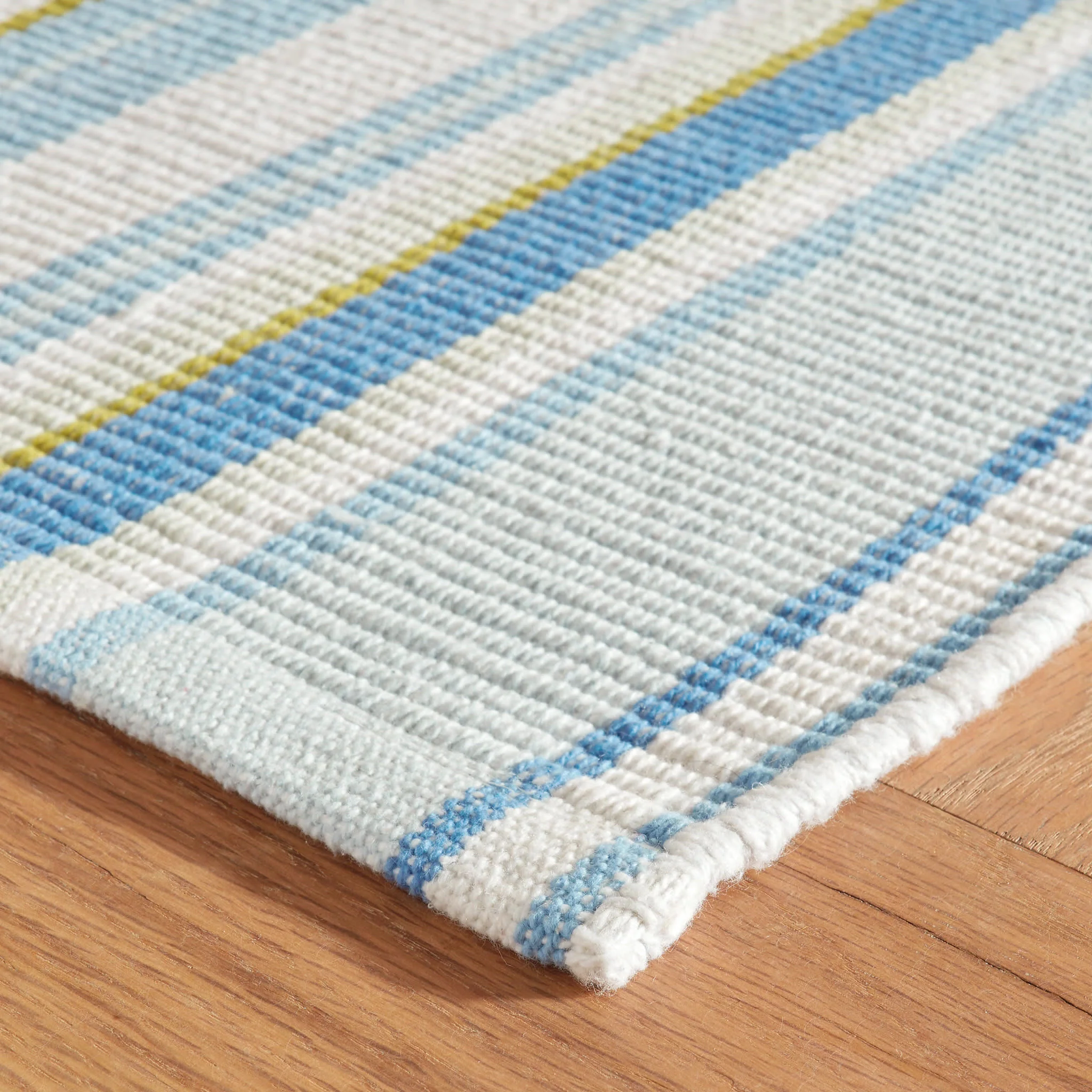 Daphne Stripe Handwoven Cotton Rug | French Blue - Image 5