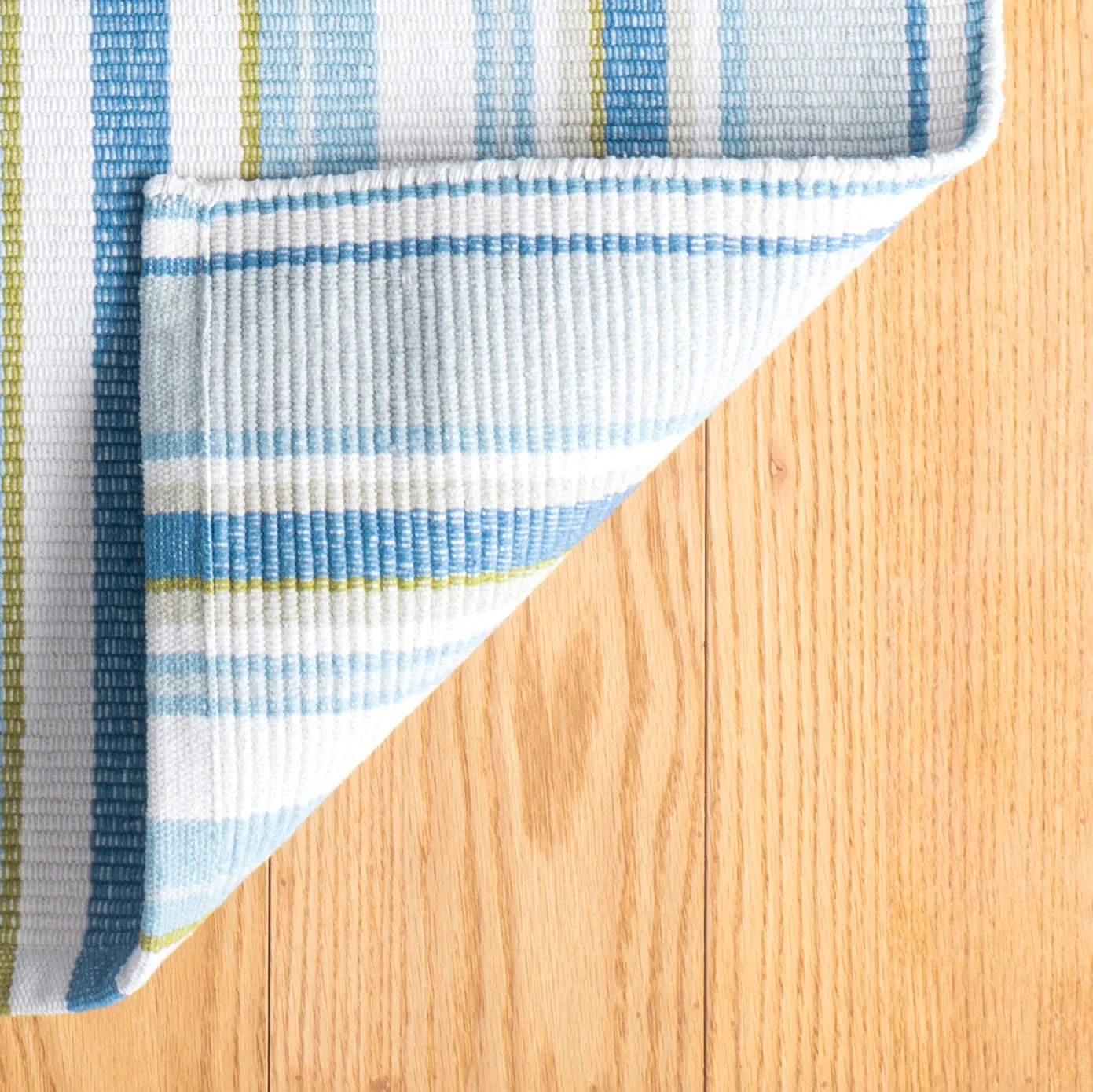 Daphne Stripe Handwoven Cotton Rug | French Blue - Image 6