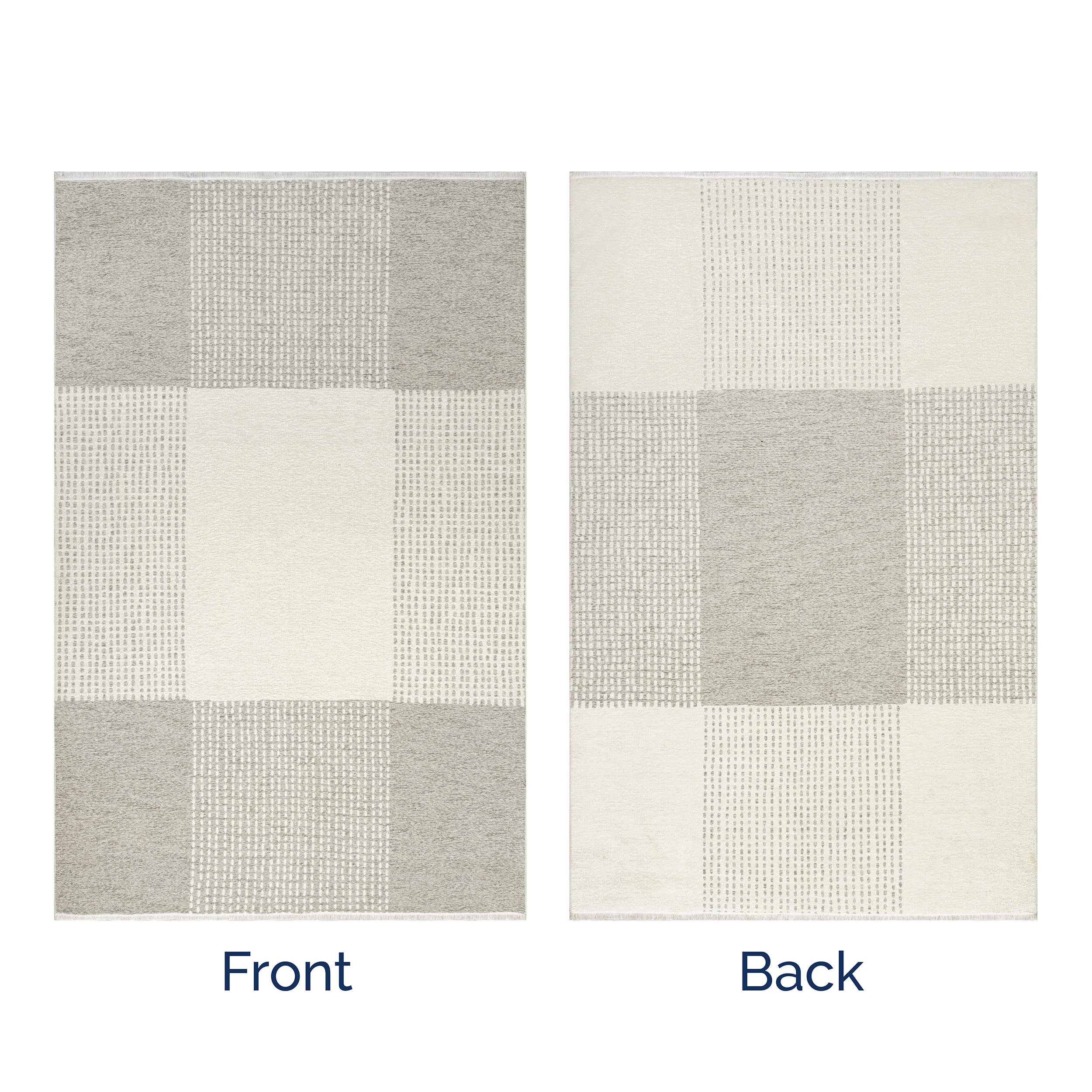 Darcy Dual Plaid Reversible Washable Rug | Cream - Image 10