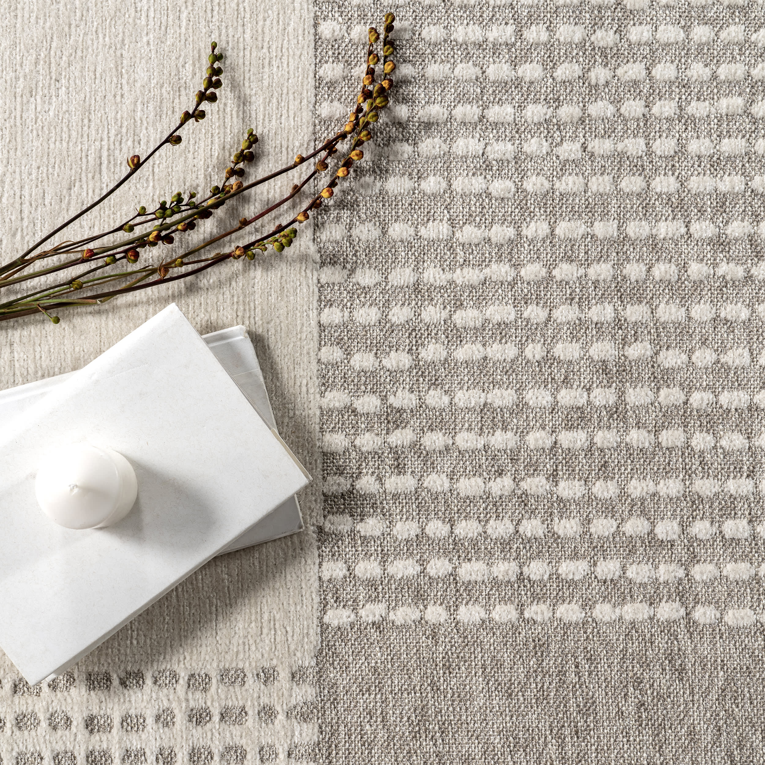 Darcy Dual Plaid Reversible Washable Rug | Cream - Image 8