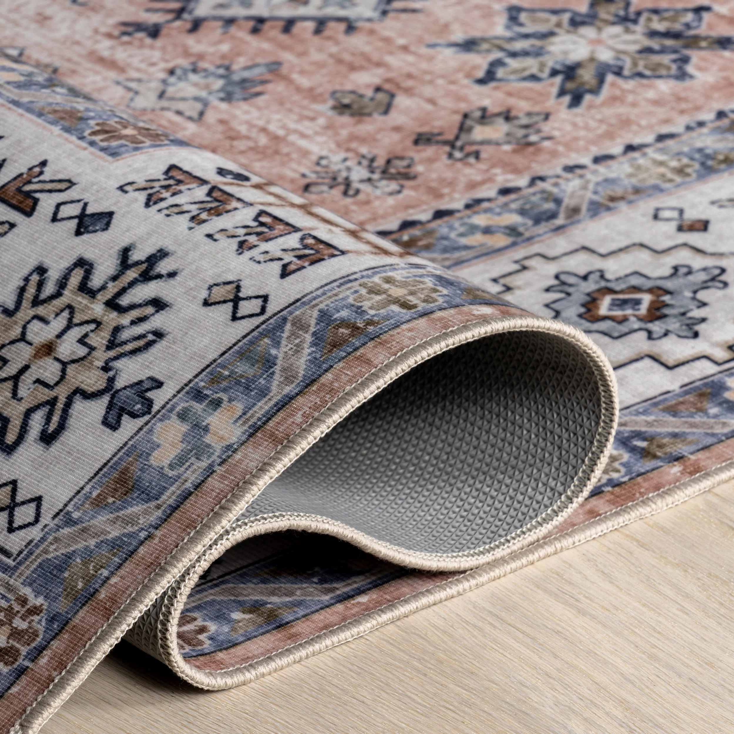 Darla Medallion Washable Rug | Peach - Image 9