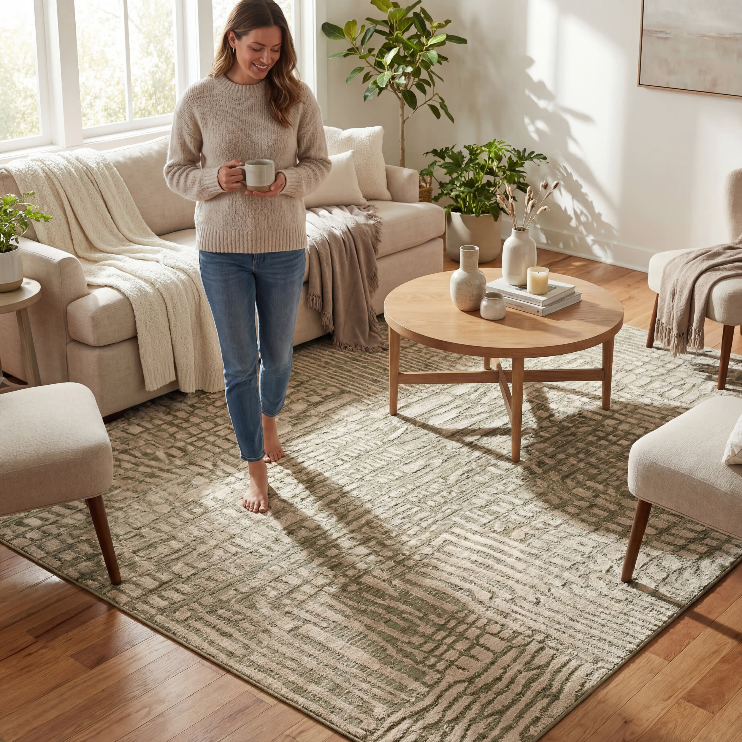 Dashline Modern Animal Print Rug | Tan - Image 9