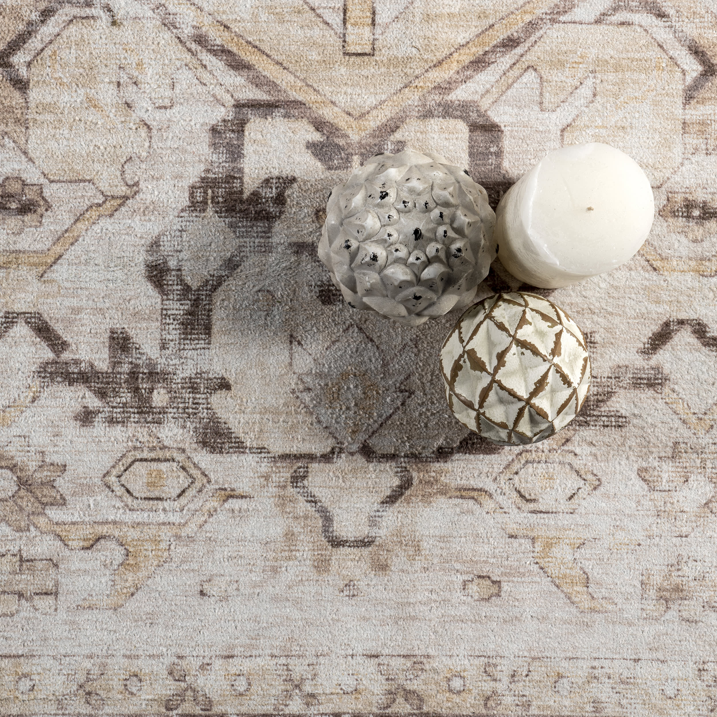 Davie Medallion Washable Rug | Beige - Image 7