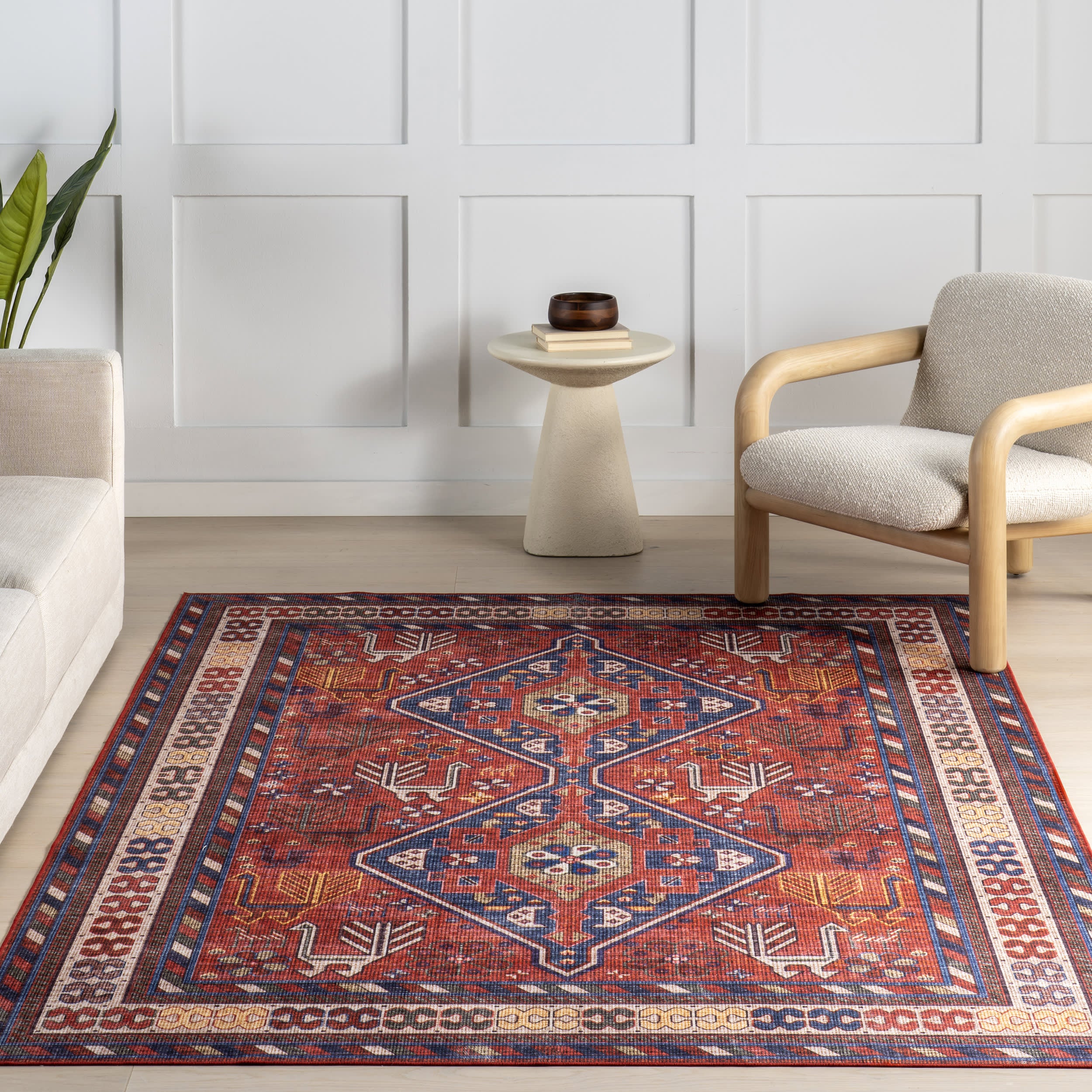 Davina Classic Spill Proof Washable Rug | Brick - Image 5