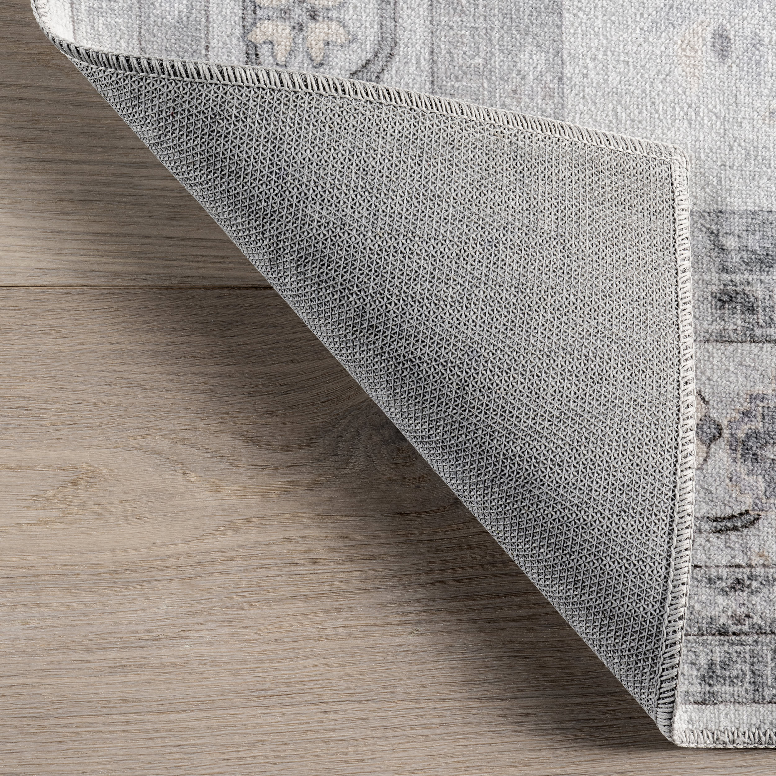 Dayflower Vintage Washable Rug | Light Grey - Image 6