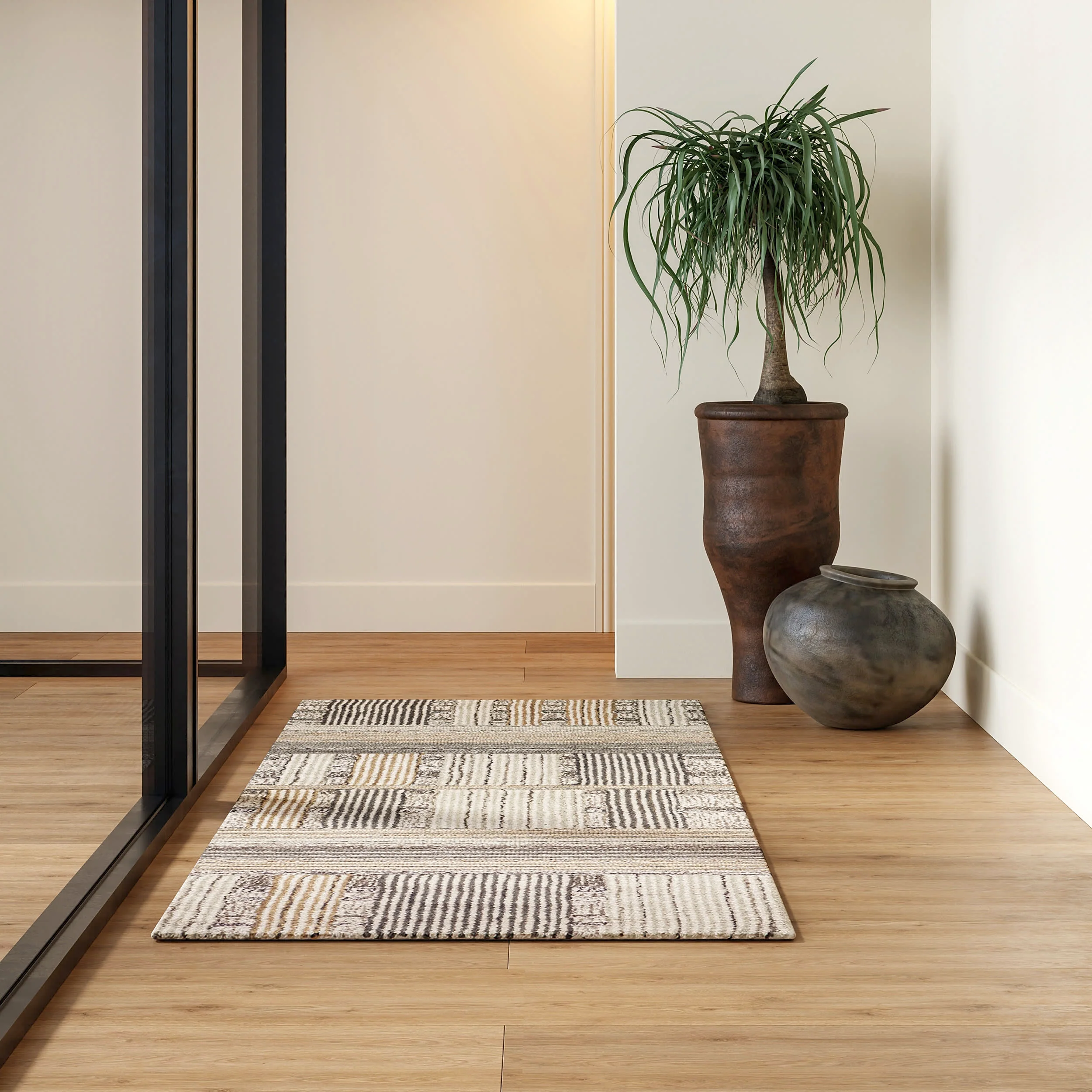 Deco Striped Tile Rug | Beige - Image 2