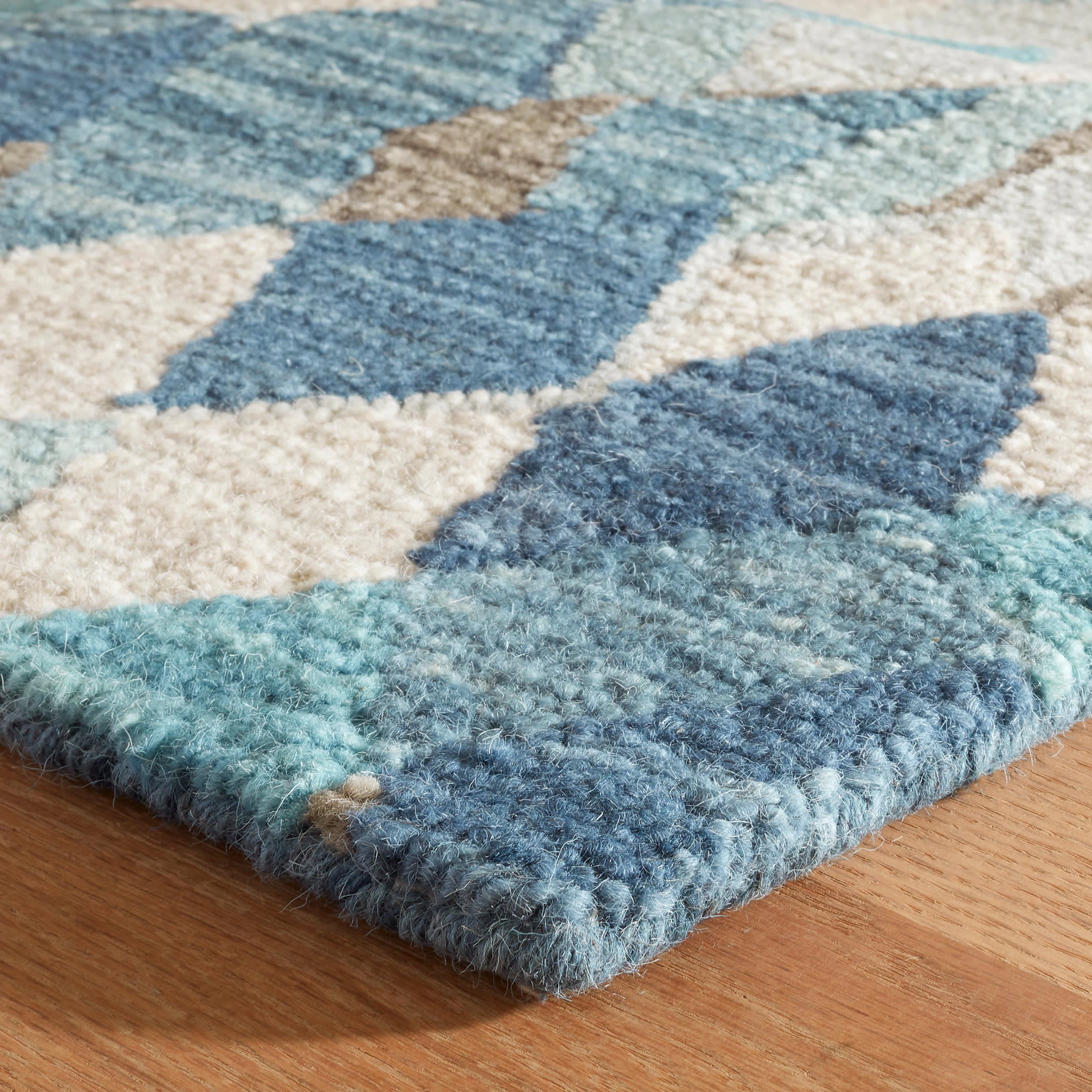 Deer Leap Hand Hooked Wool Rug | Blue - Image 7