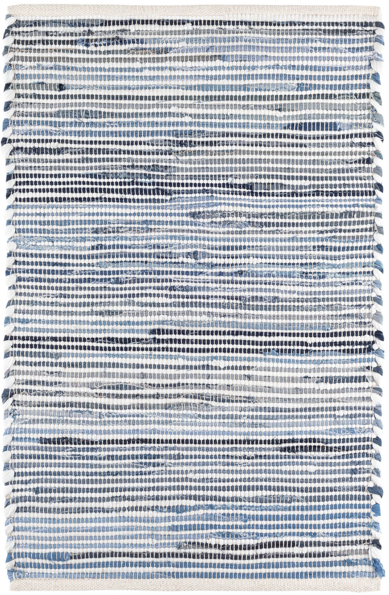 Denim Rag Ribbed Handwoven Cotton Rug | Blue