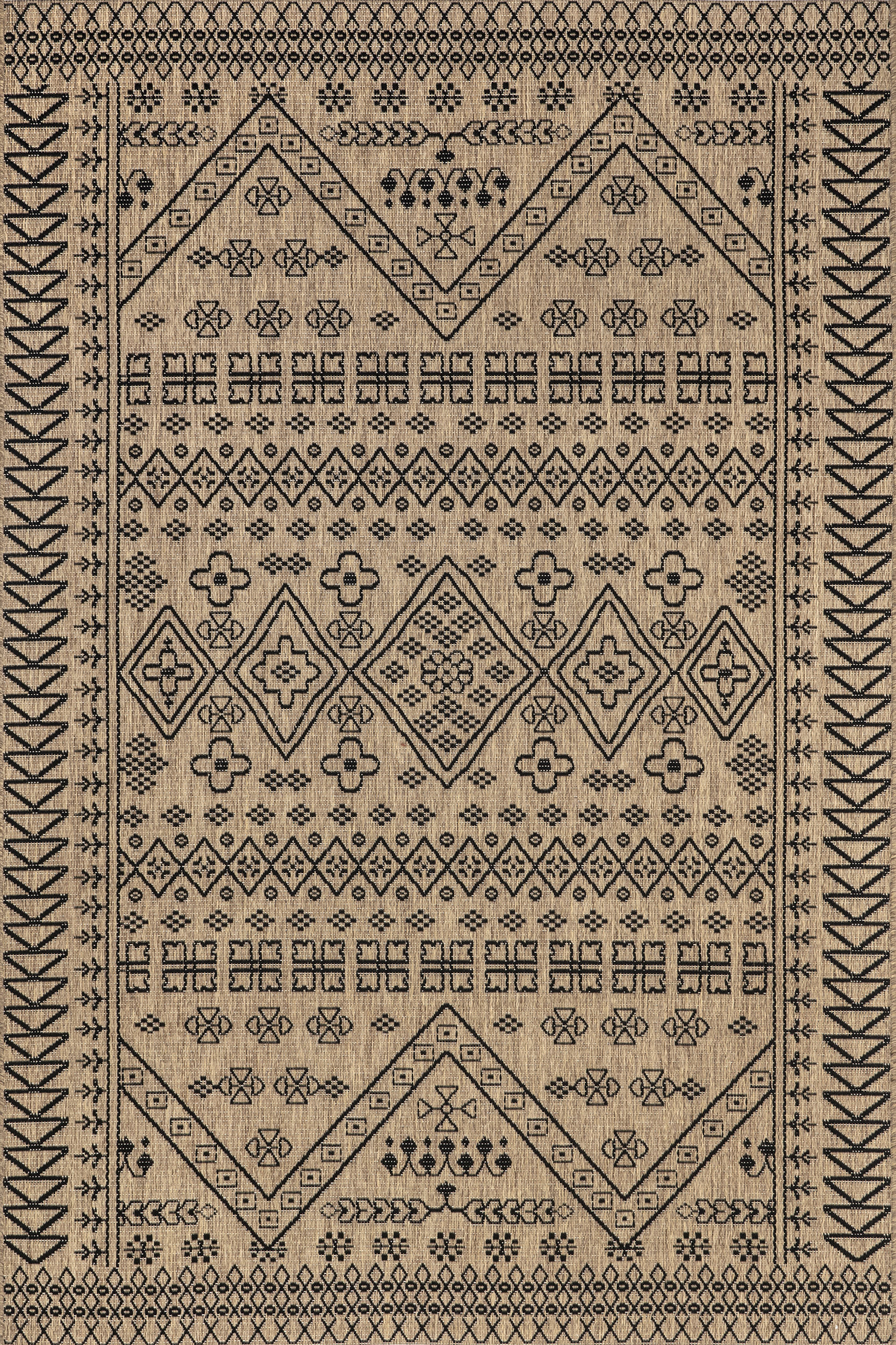 Diamond Bordered Indoor/Outdoor Rug | Brown