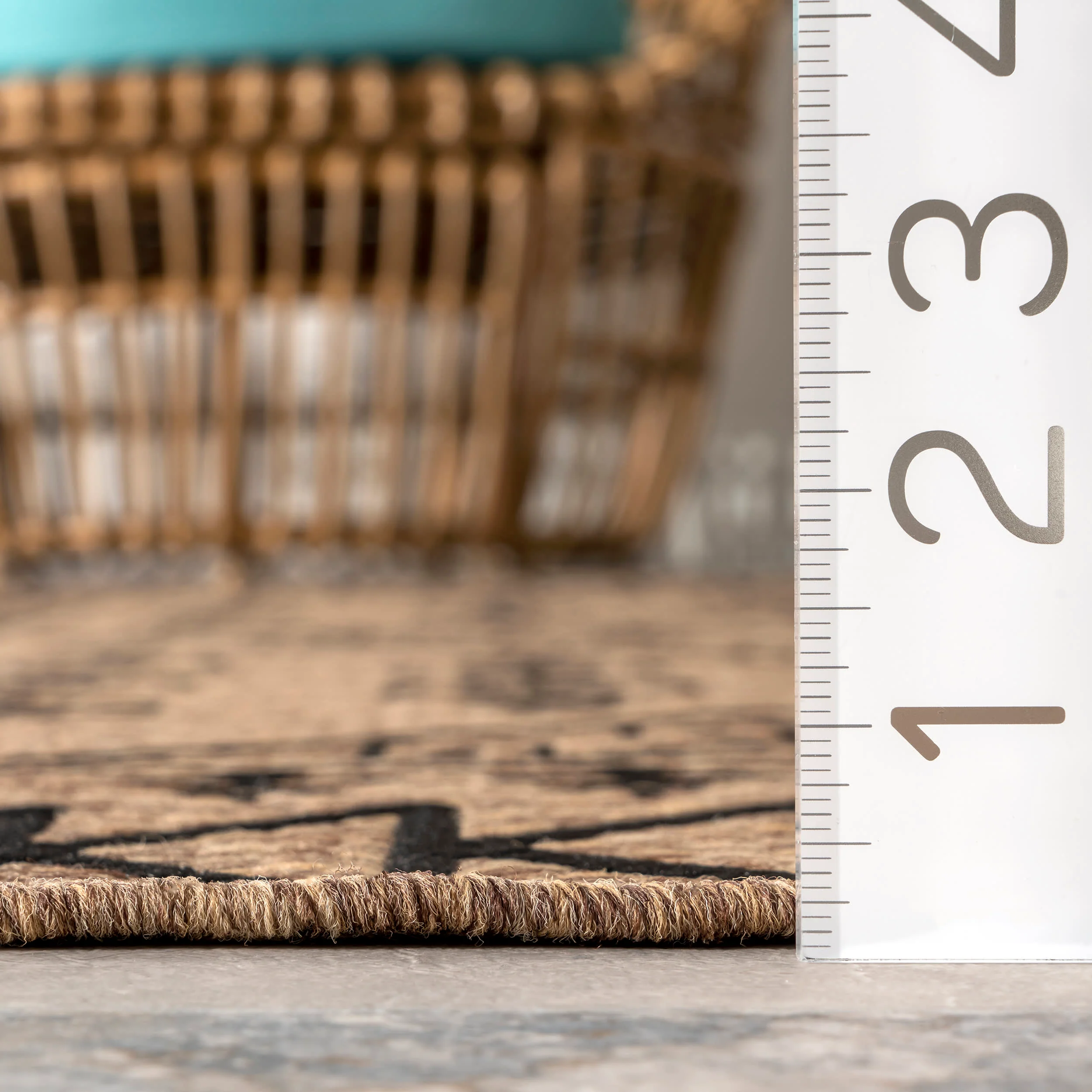 Diamond Bordered Indoor/Outdoor Rug | Brown - Image 5
