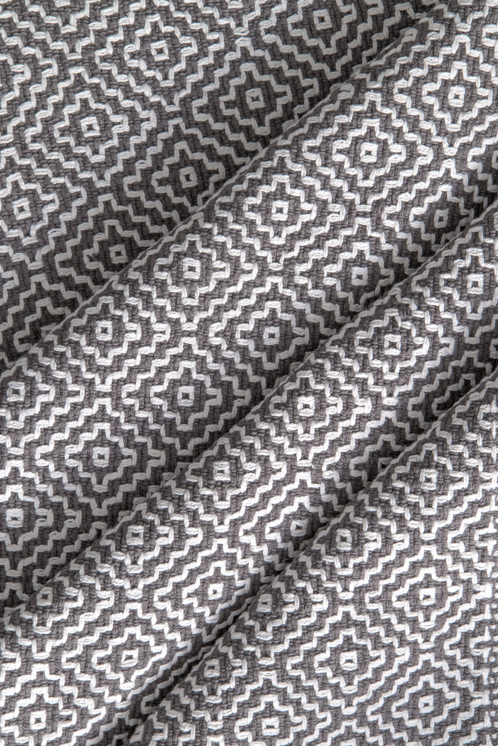 Diamond Cotton Check Flatwoven Rug | Grey - Image 5