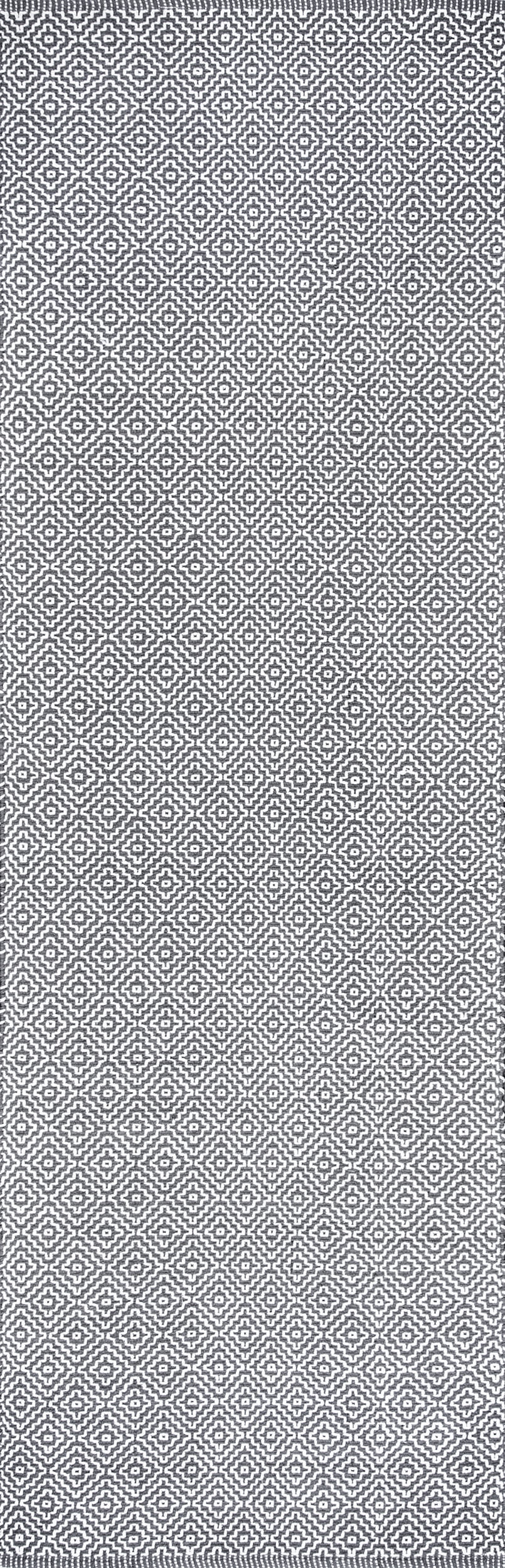 Diamond Cotton Check Flatwoven Rug | Grey