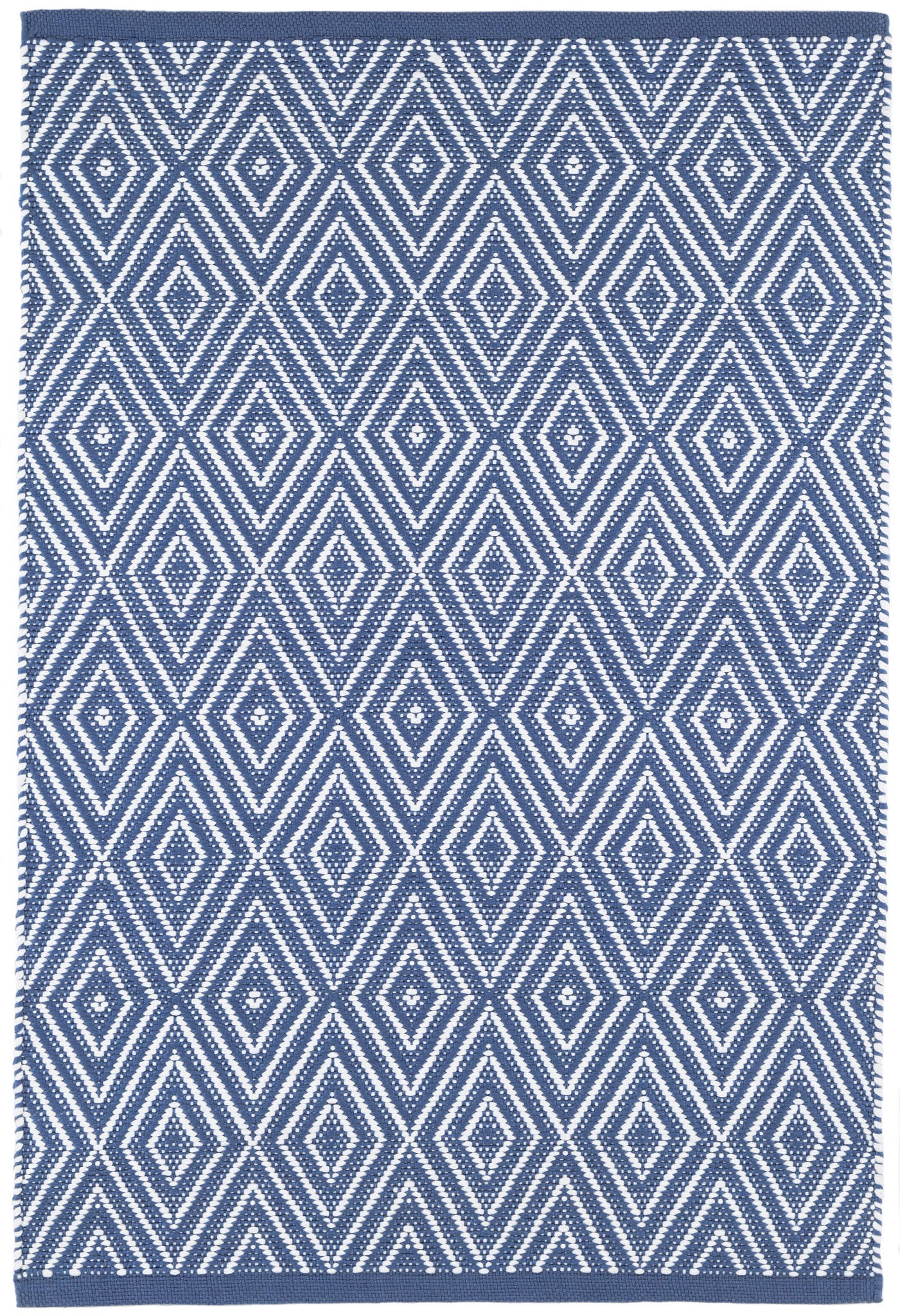 Diamond Handwoven Indoor/Outdoor Rug | Denim/White