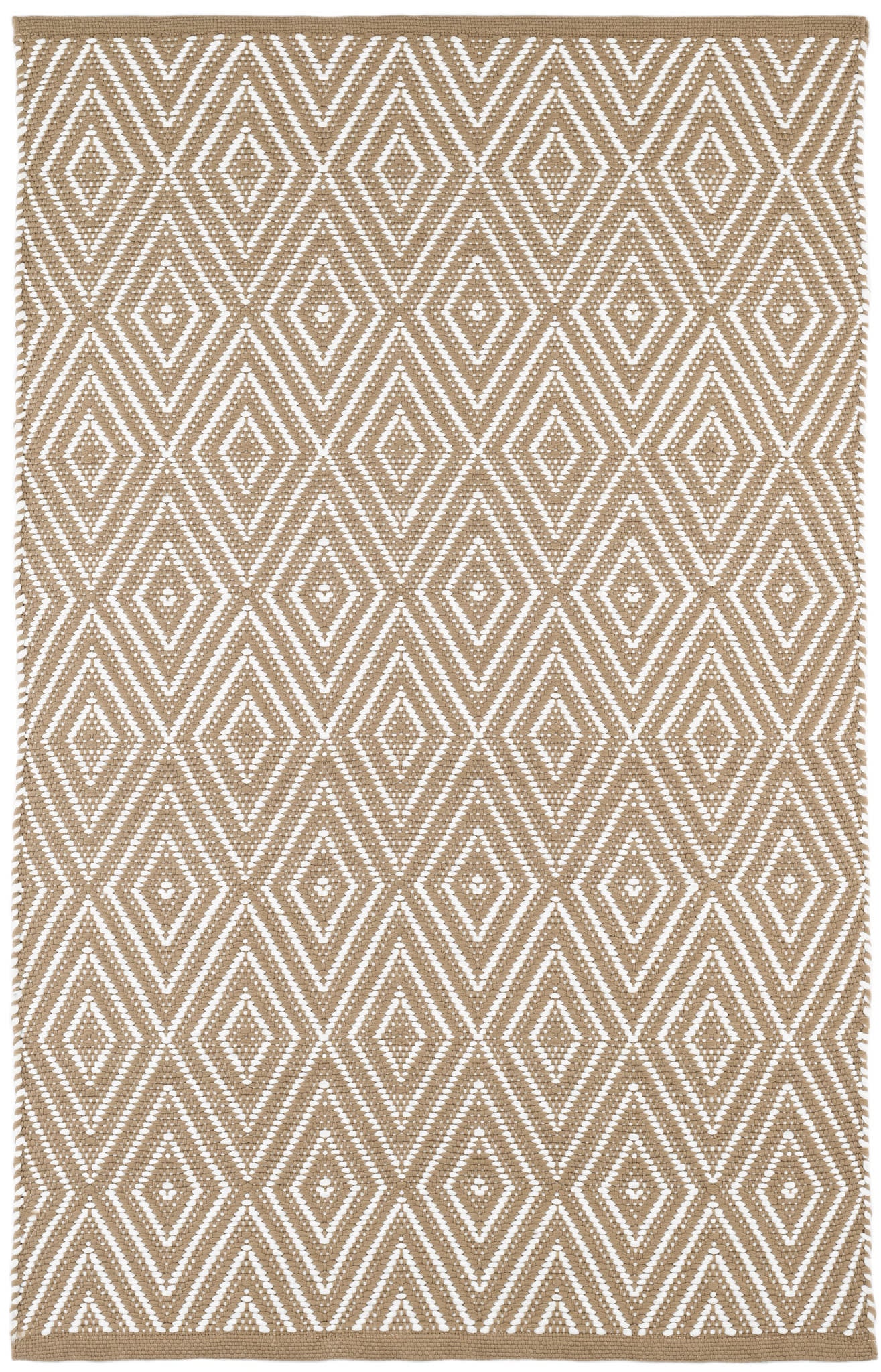 Diamond Handwoven Indoor/Outdoor Rug | Khaki/White