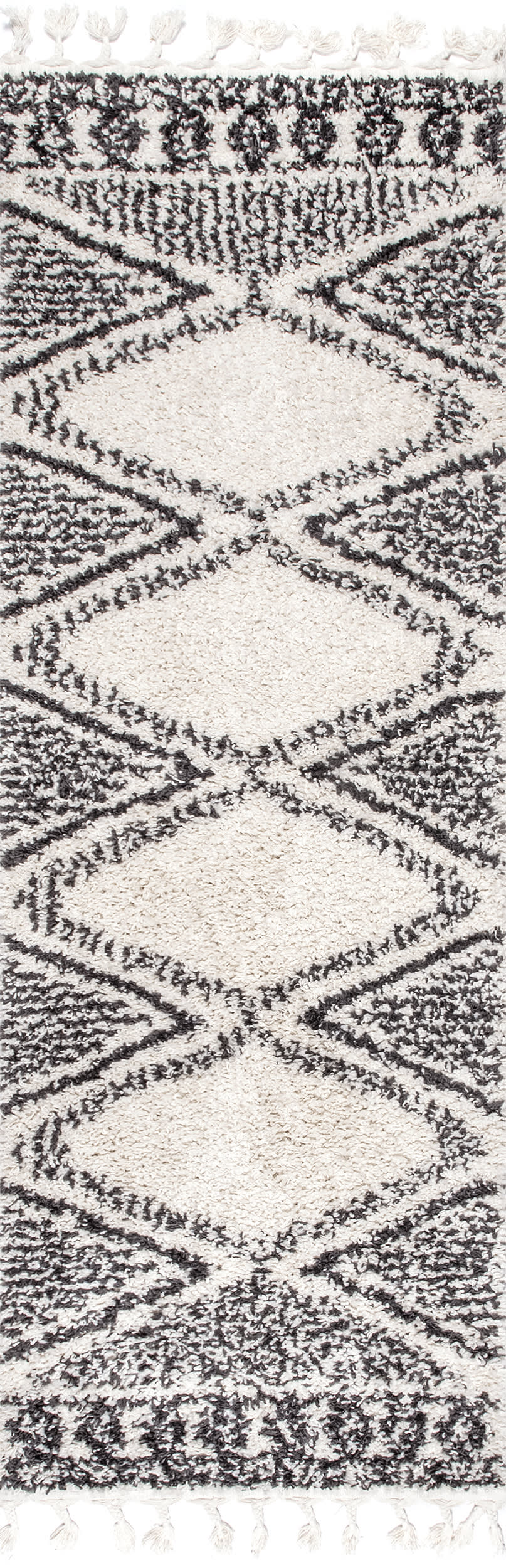 Diamond Lattice Tassel Rug | Off White