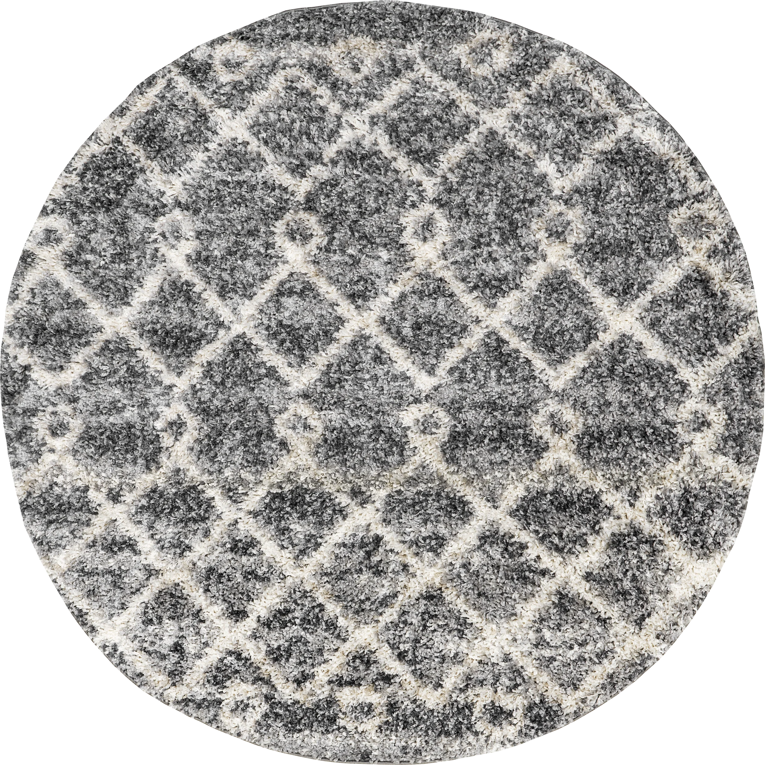 Diamond Moroccan Shag With Tassels Rug | Grey