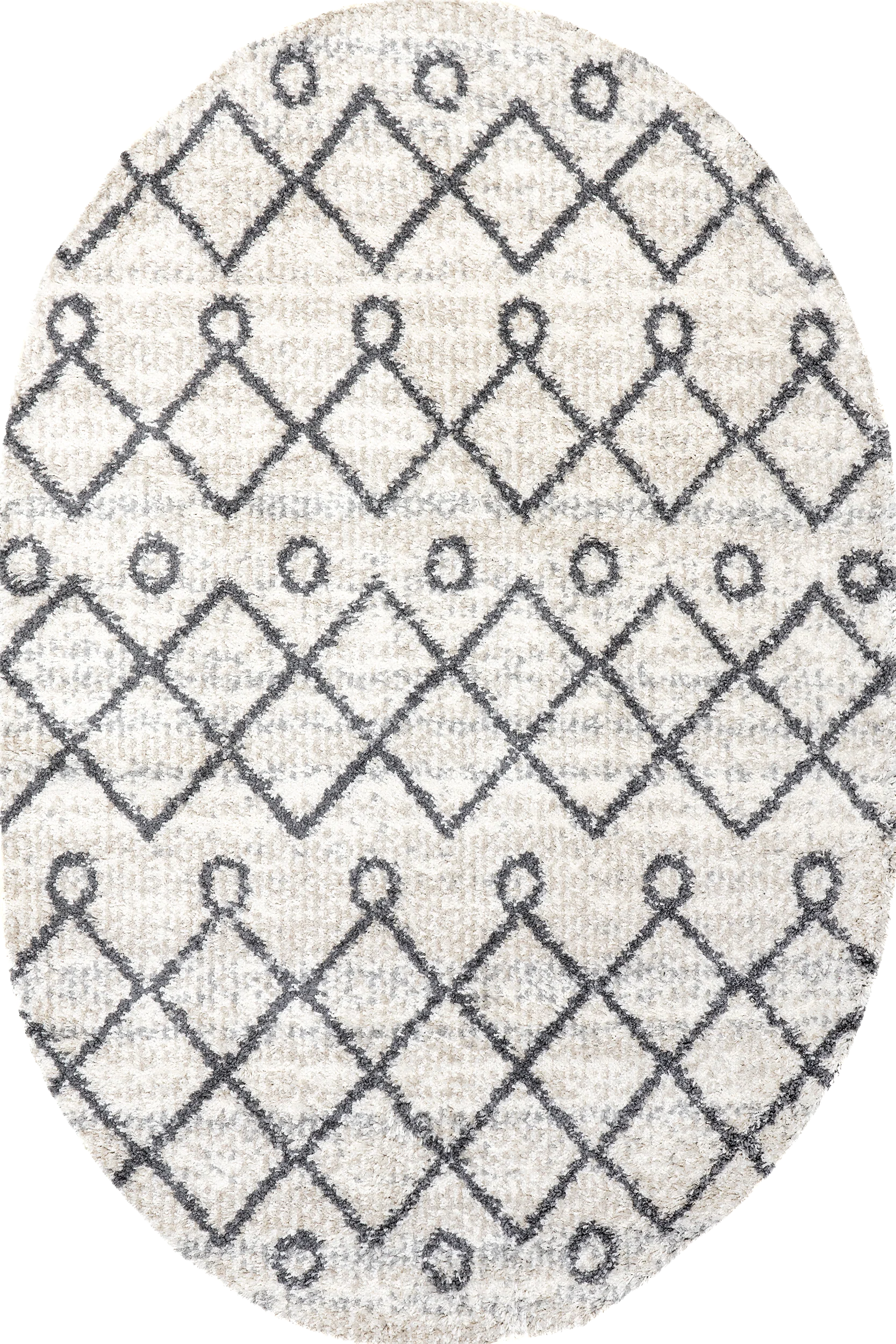 Diamond Moroccan Shag With Tassels Rug | Ivory