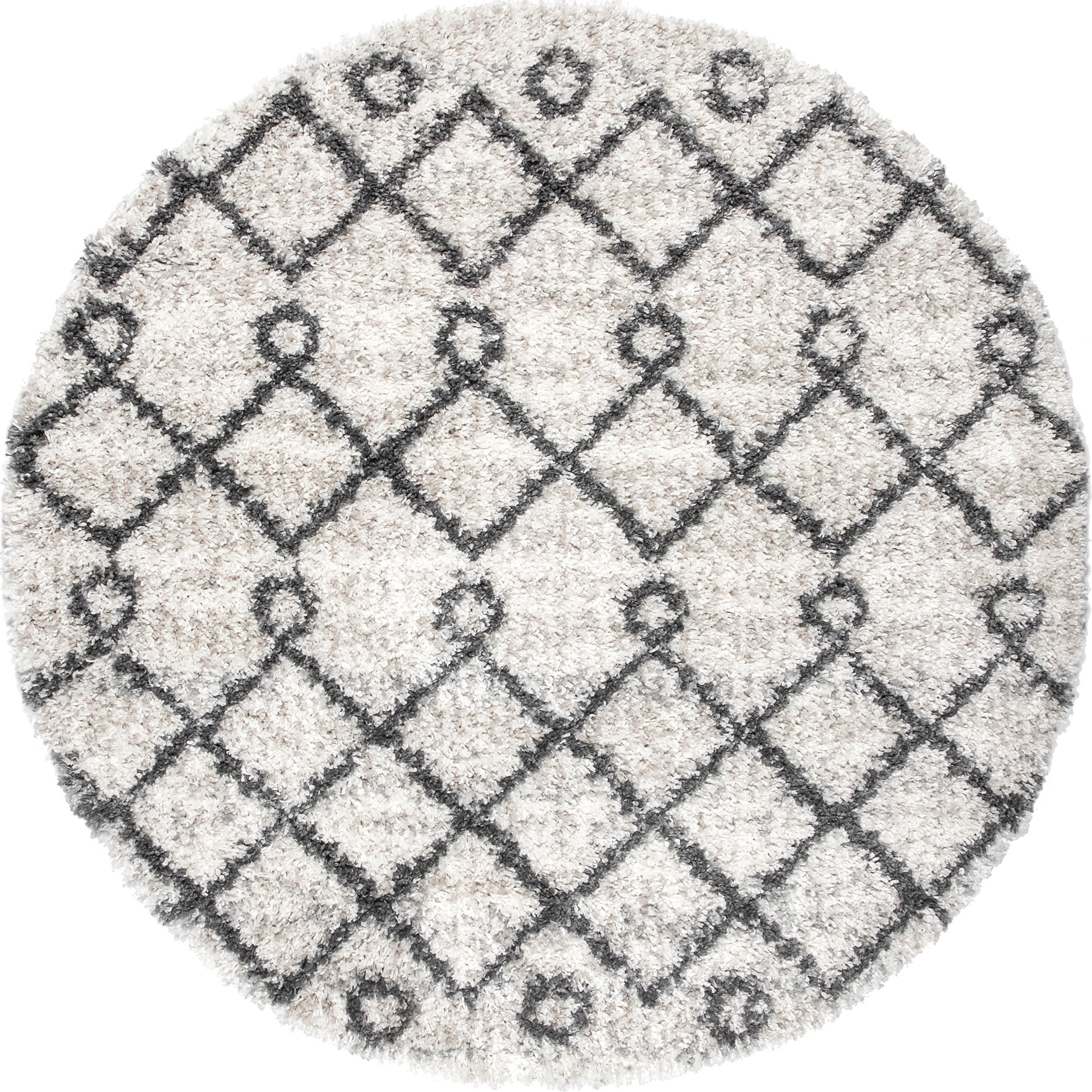 Diamond Moroccan Shag With Tassels Rug | Ivory