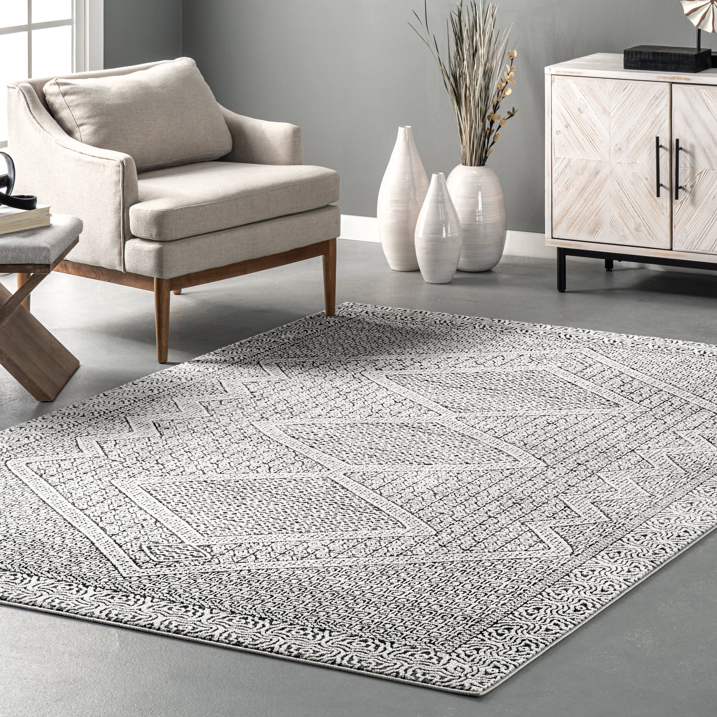 Diamond Mosaic Rug | Grey - Image 2