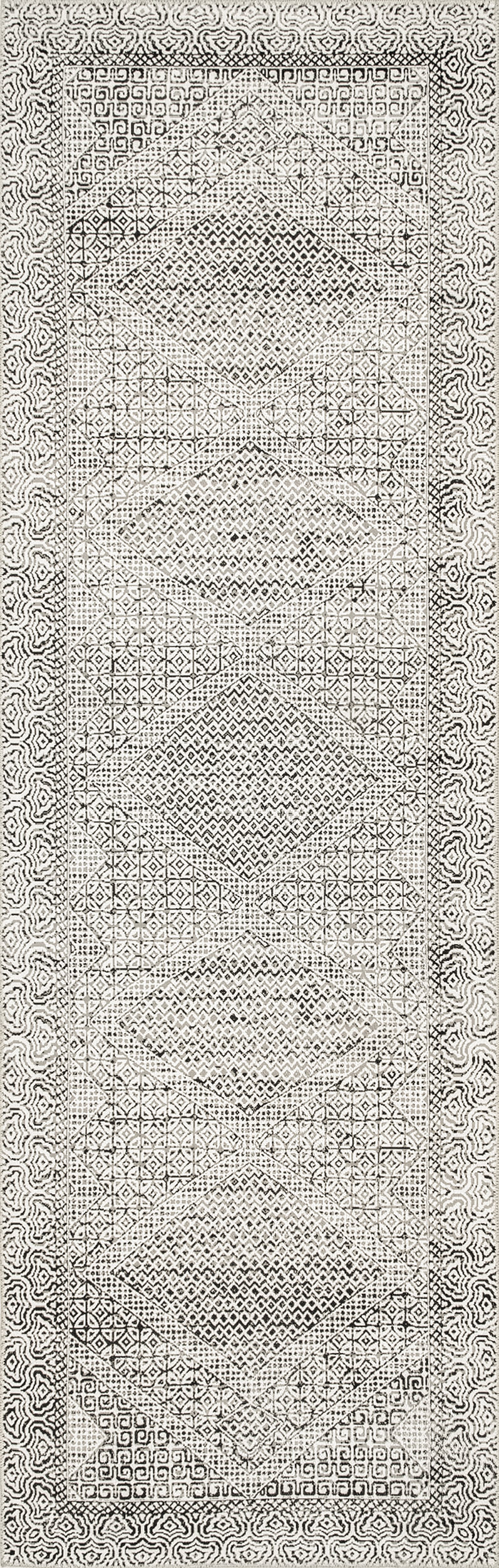 Diamond Mosaic Washable Rug | Grey