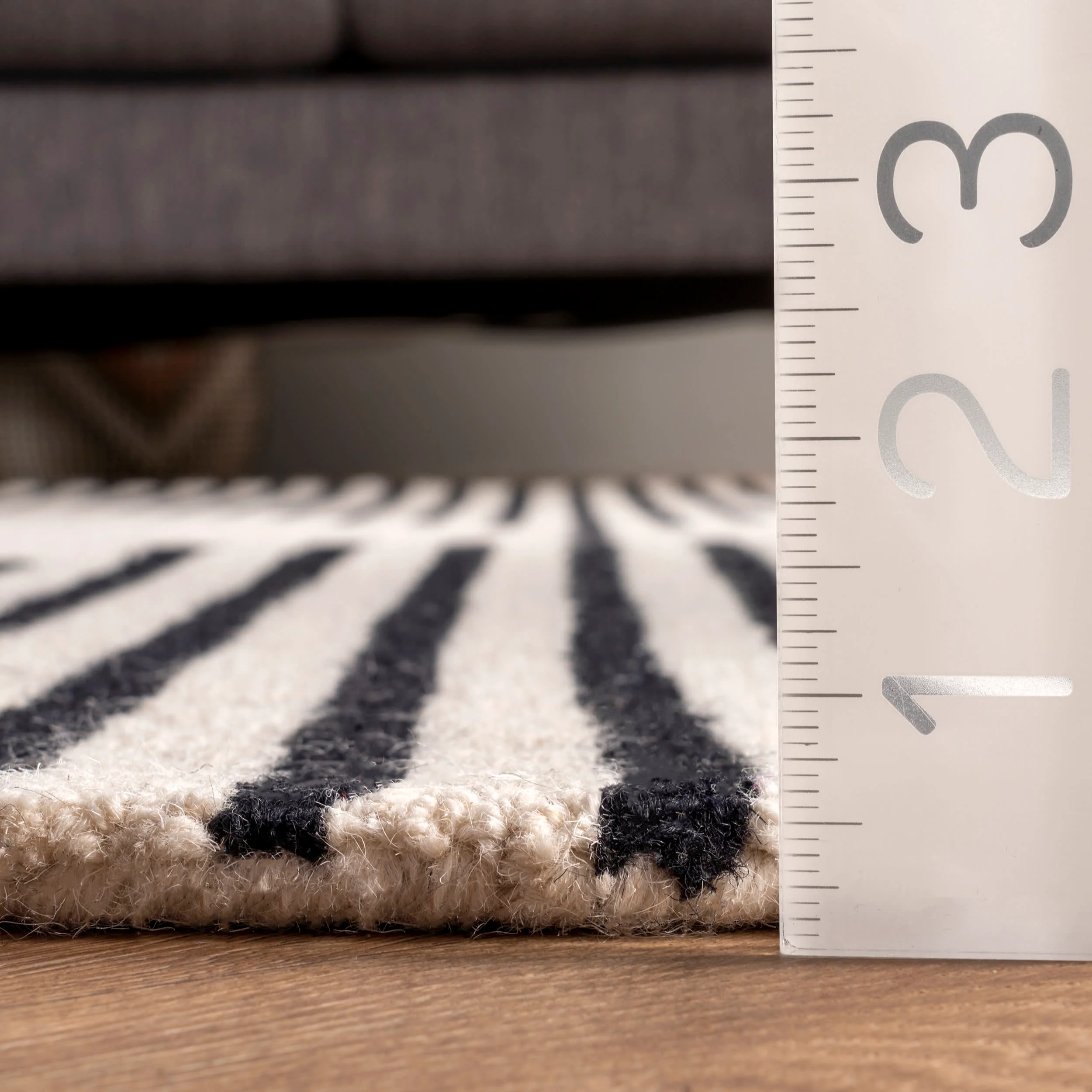 Diamond Pinstriped Rug | Ivory - Image 5