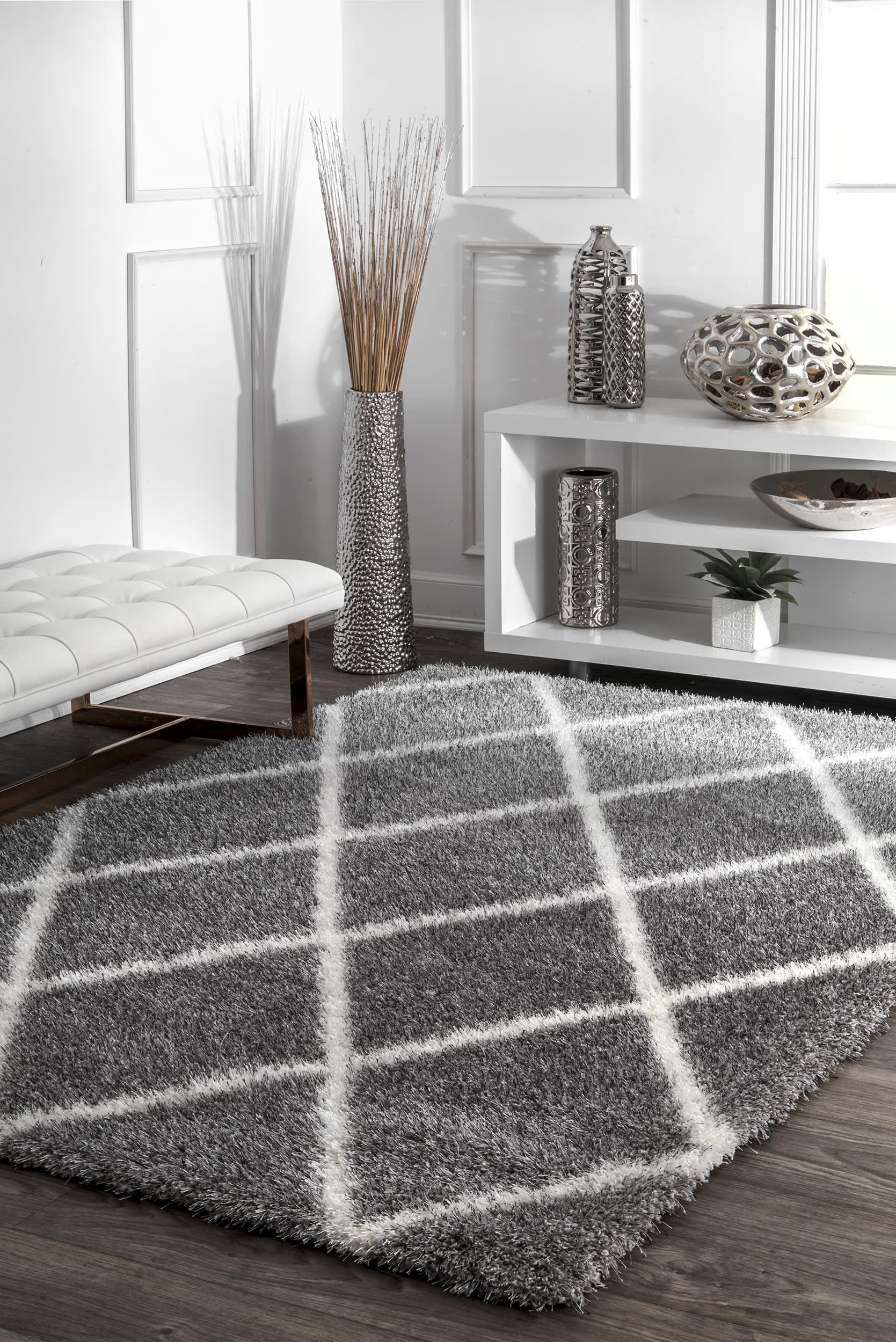Diamond Shag Rug | Ash - Image 2