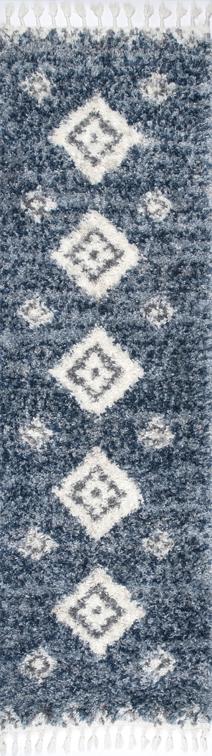 Diamond Totem Shag With Tassels Rug | Blue
