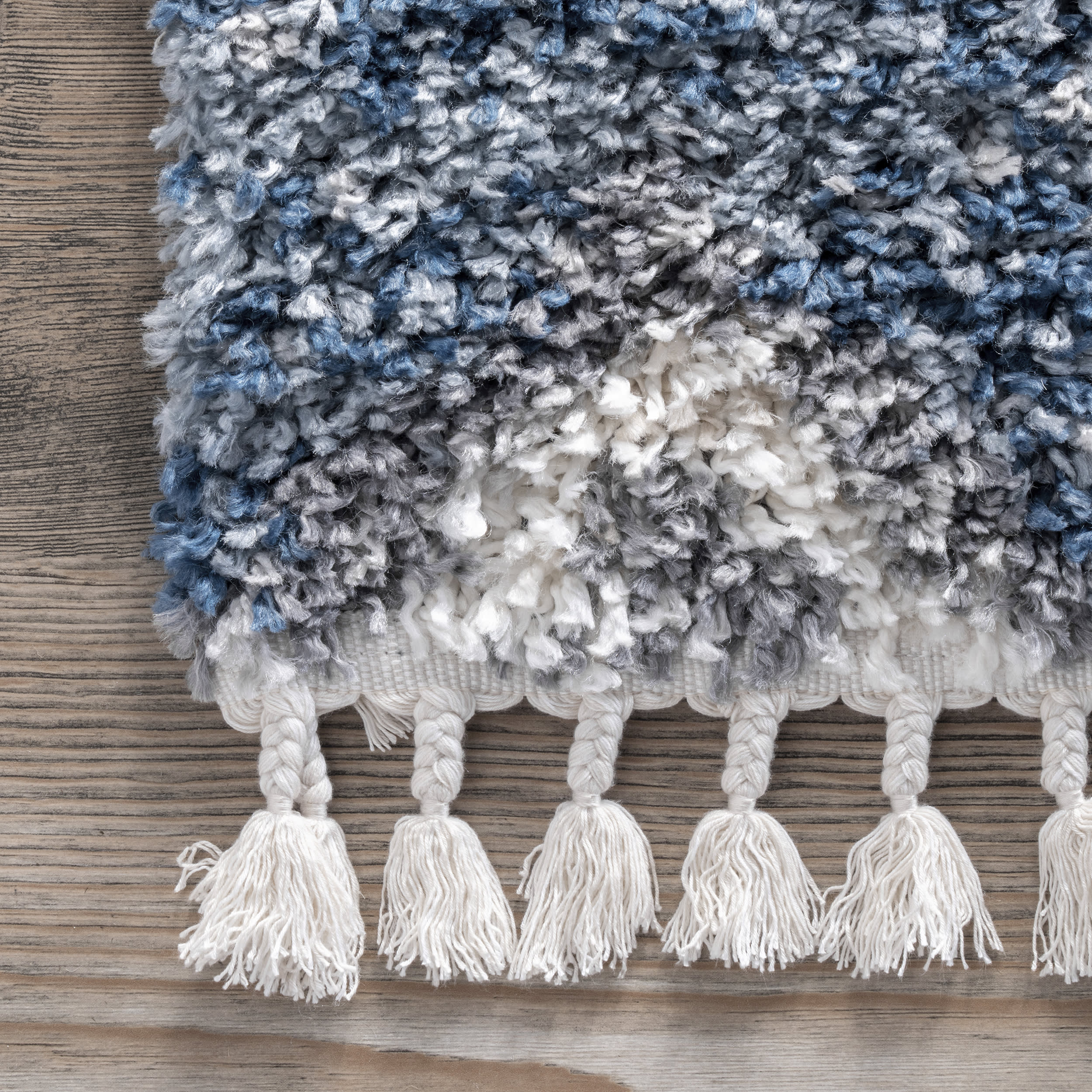 Diamond Totem Shag With Tassels Rug | Blue - Image 3