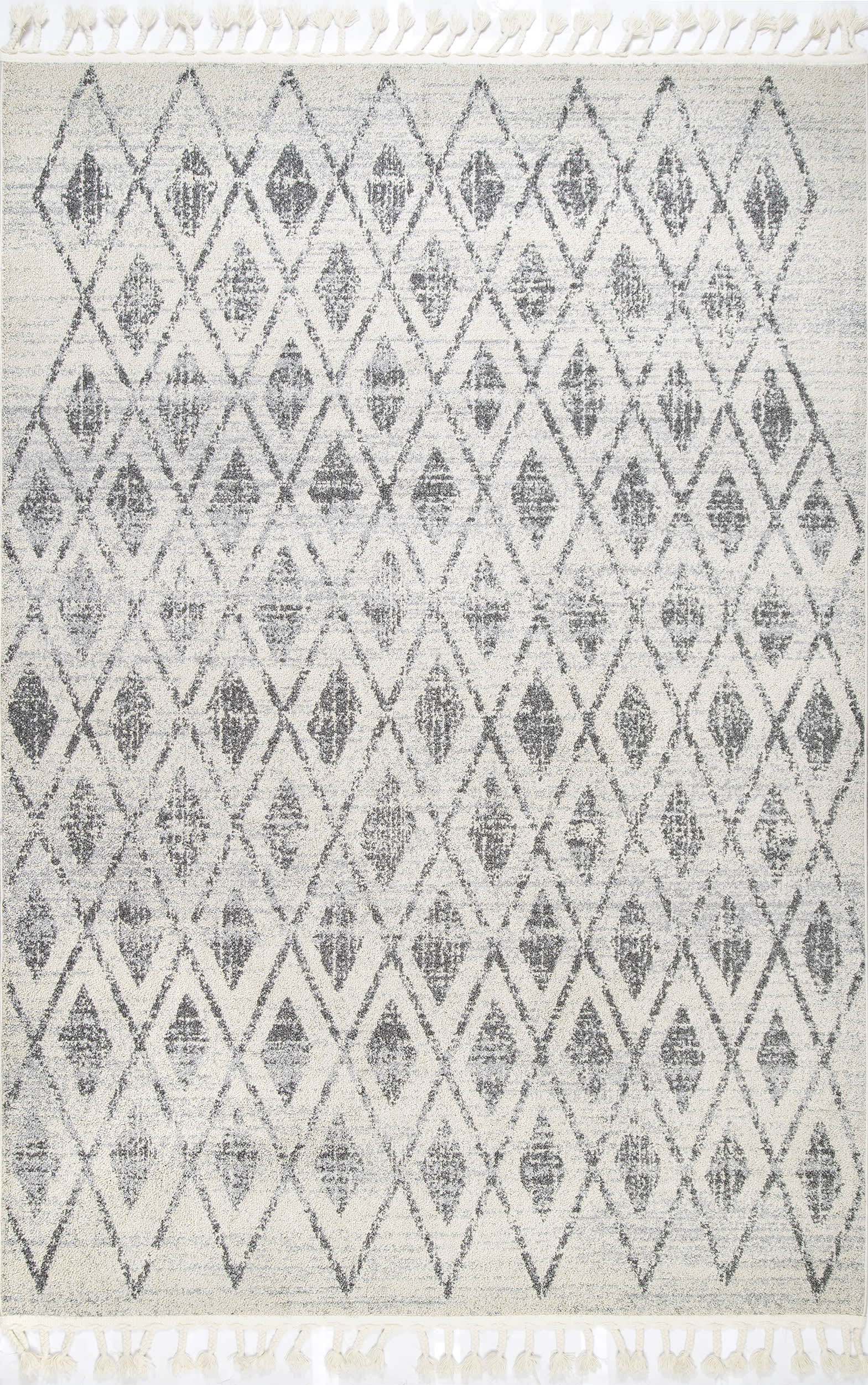 Diamond Trellis Tassel Rug | Beige