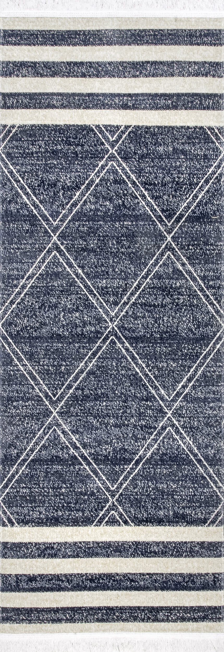 Diamonds And Stripes Fringe Indoor/Outdoor Rug | Navy