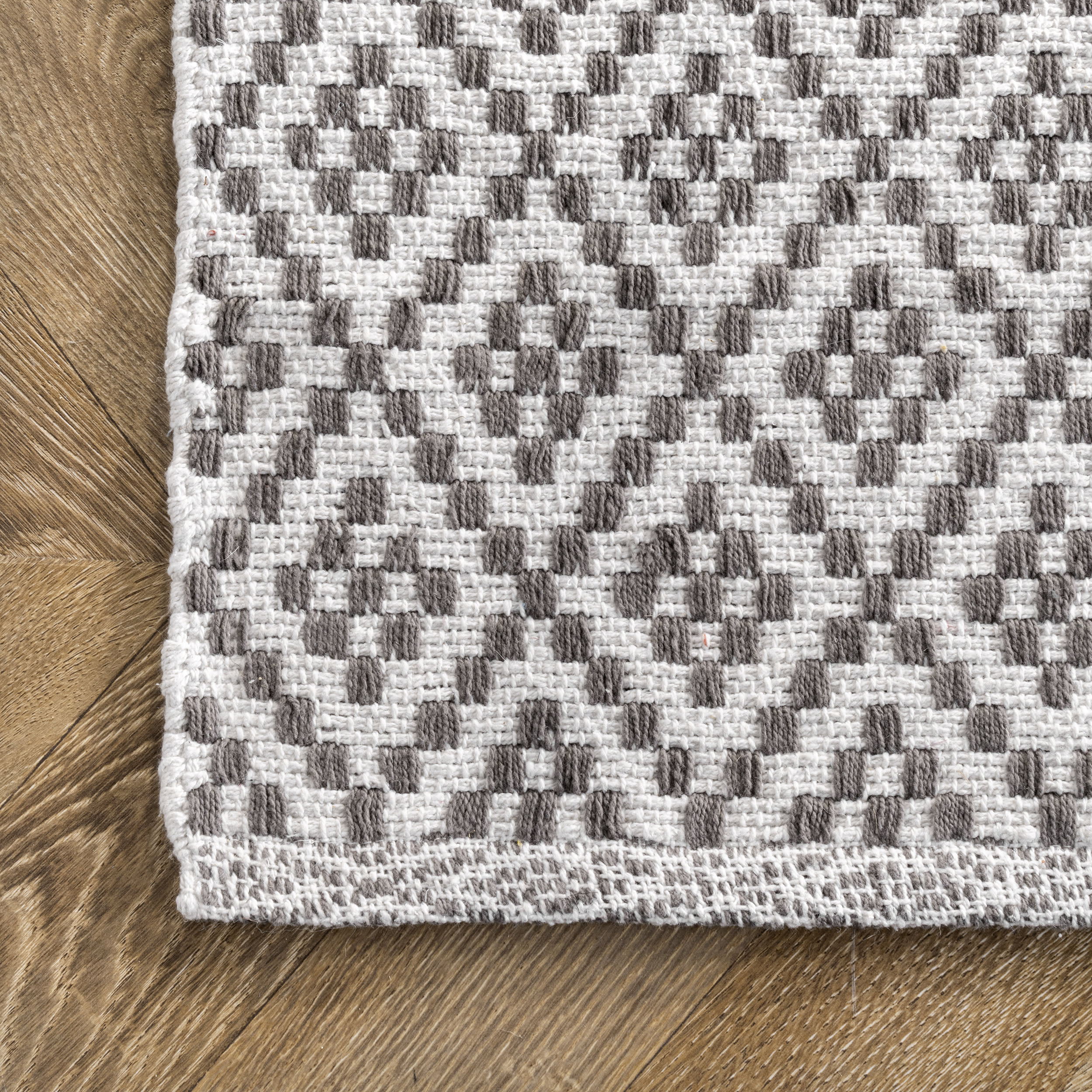 Diamonds Cotton Trellis Flatwoven Rug | Grey - Image 3