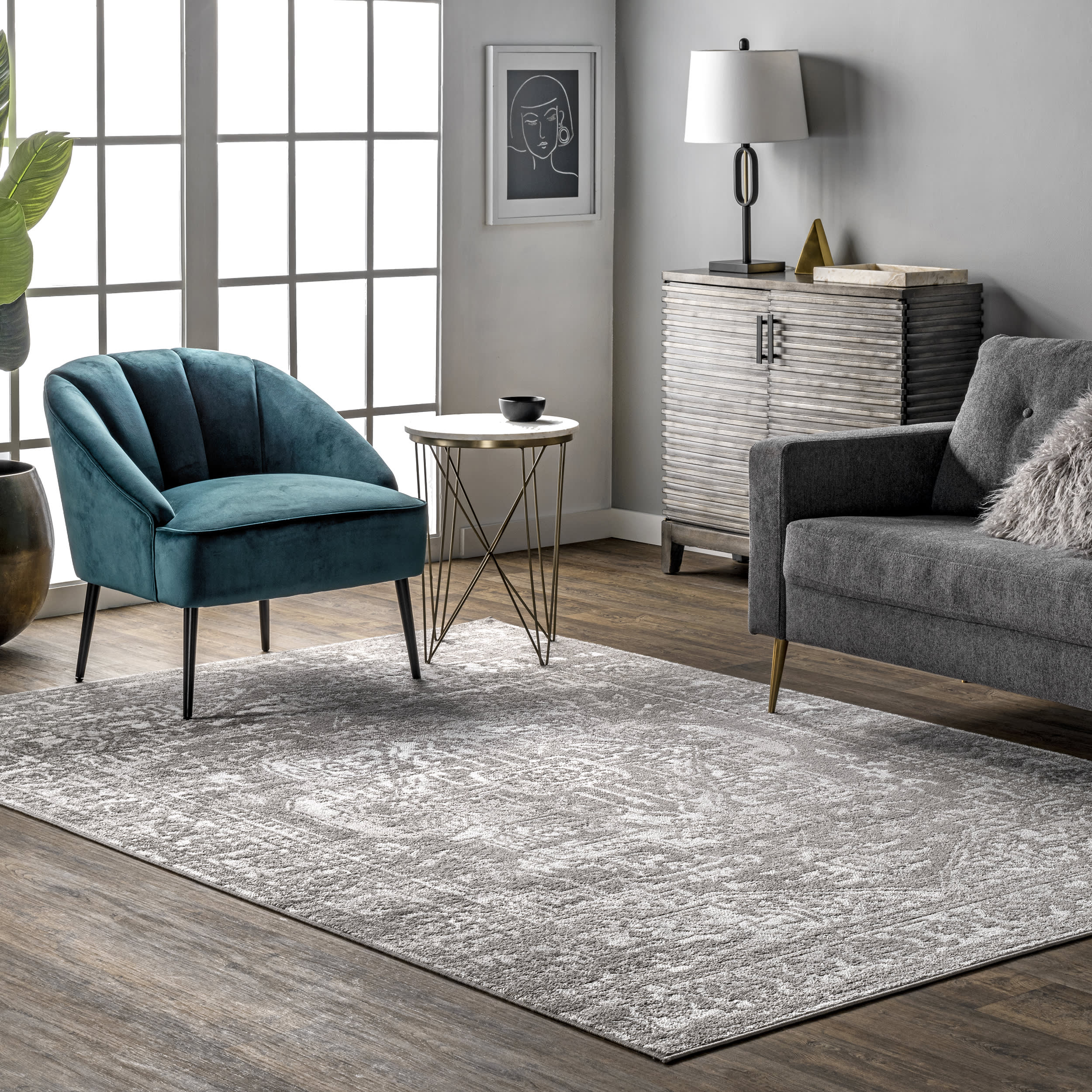 Diana Jewel Medallion Rug | Light Grey - Image 2