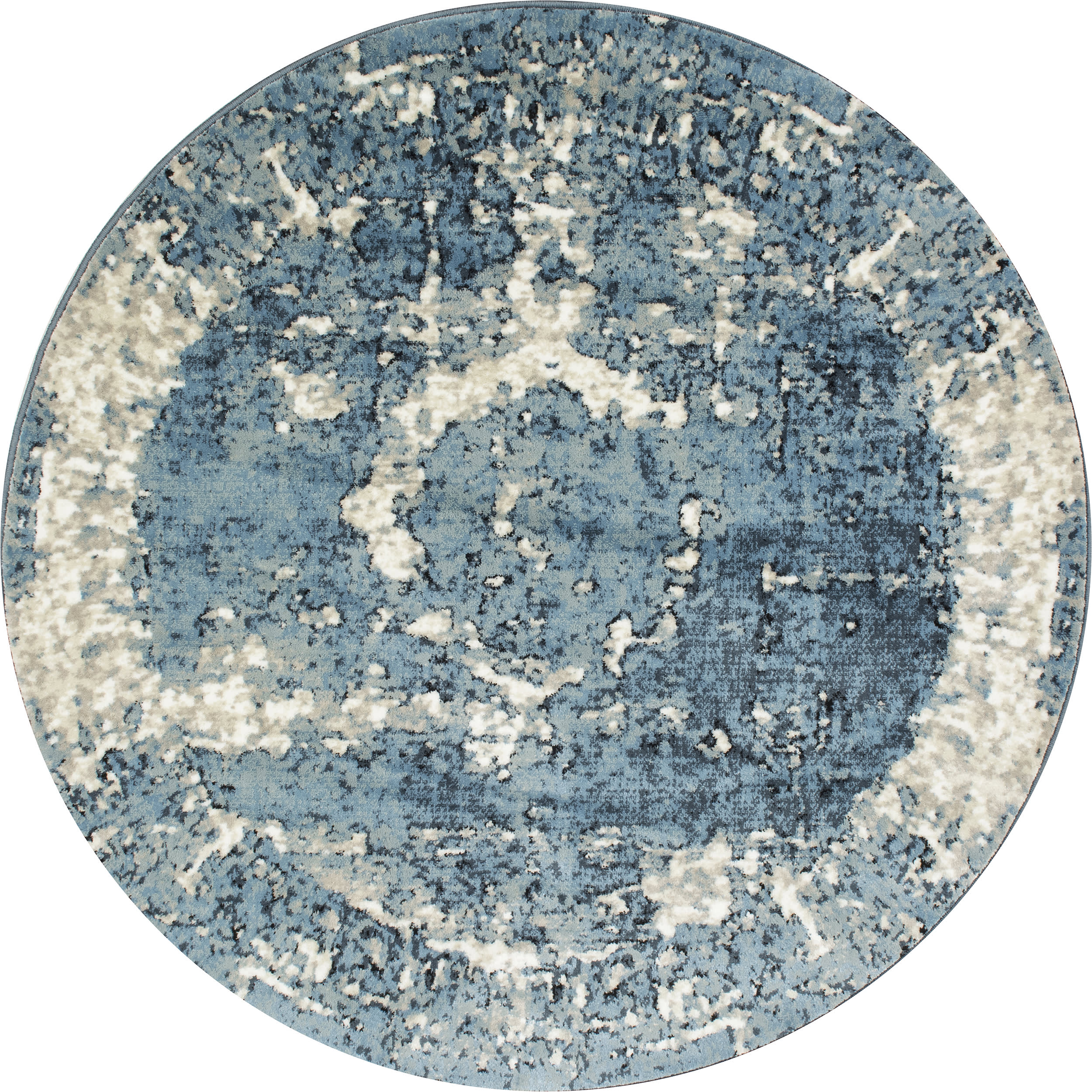 Distressed Foggy Medallion Rug | Blue