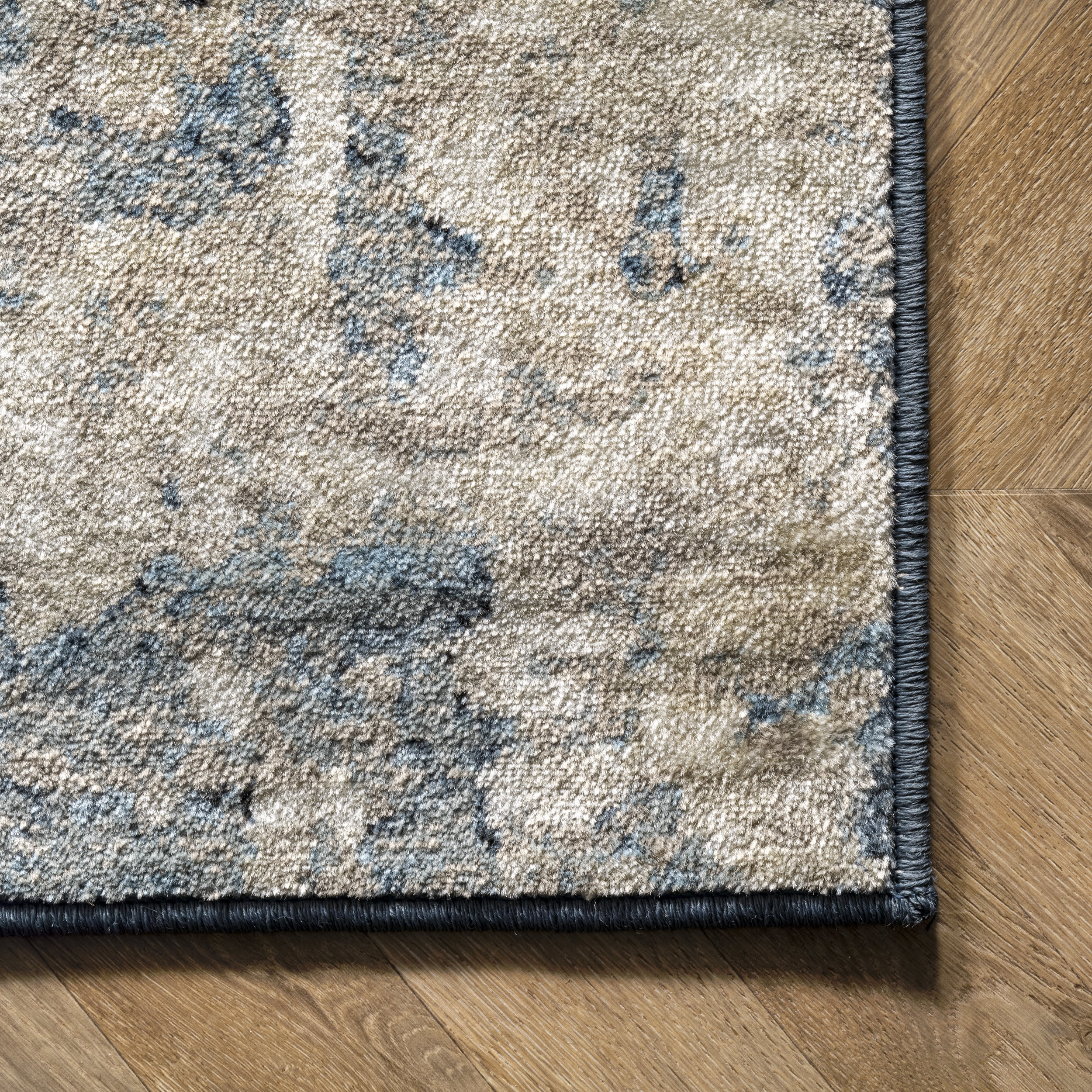 Distressed Foggy Medallion Rug | Blue - Image 3