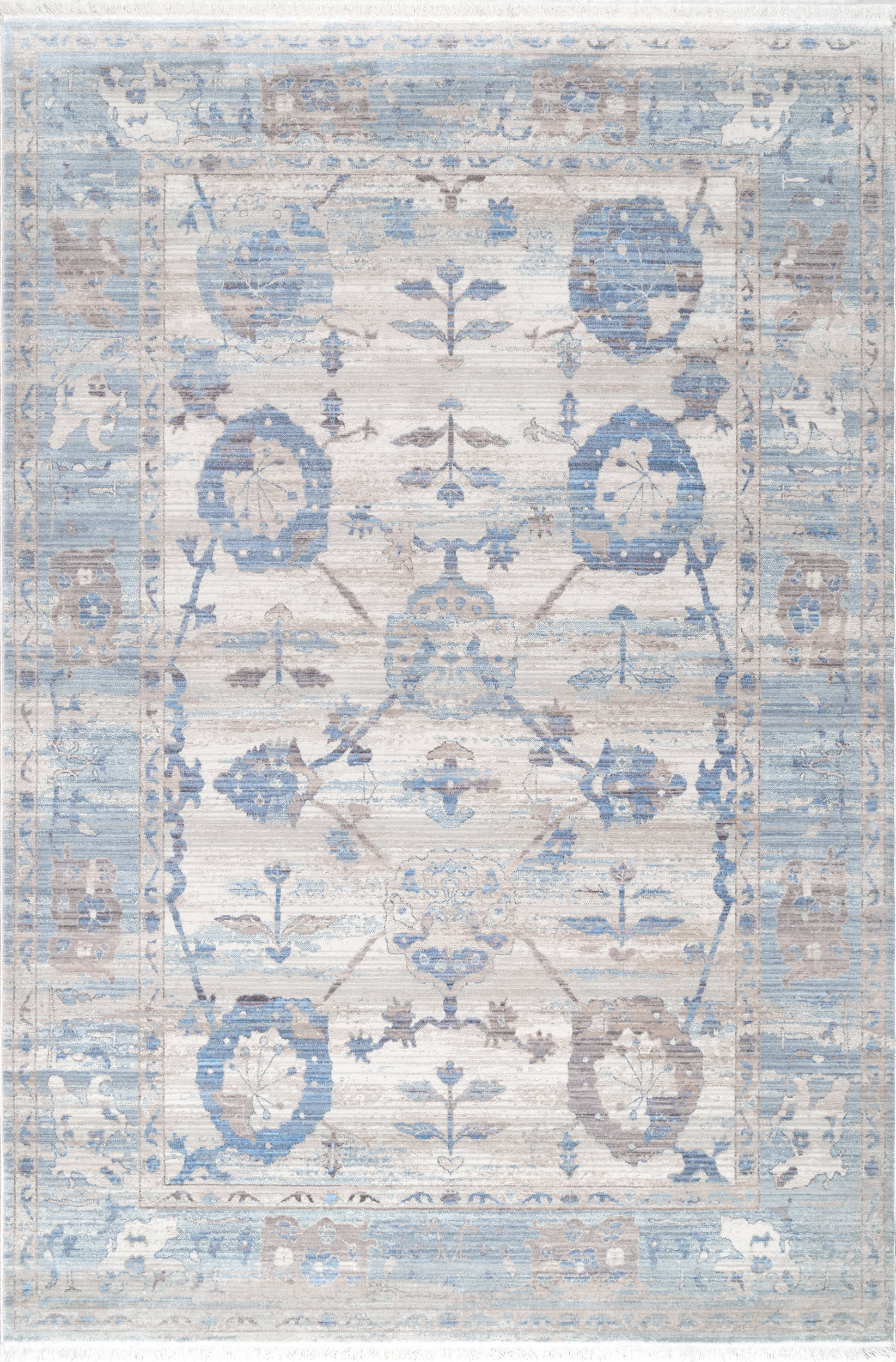 Distressed Foliage Rug | Light Blue