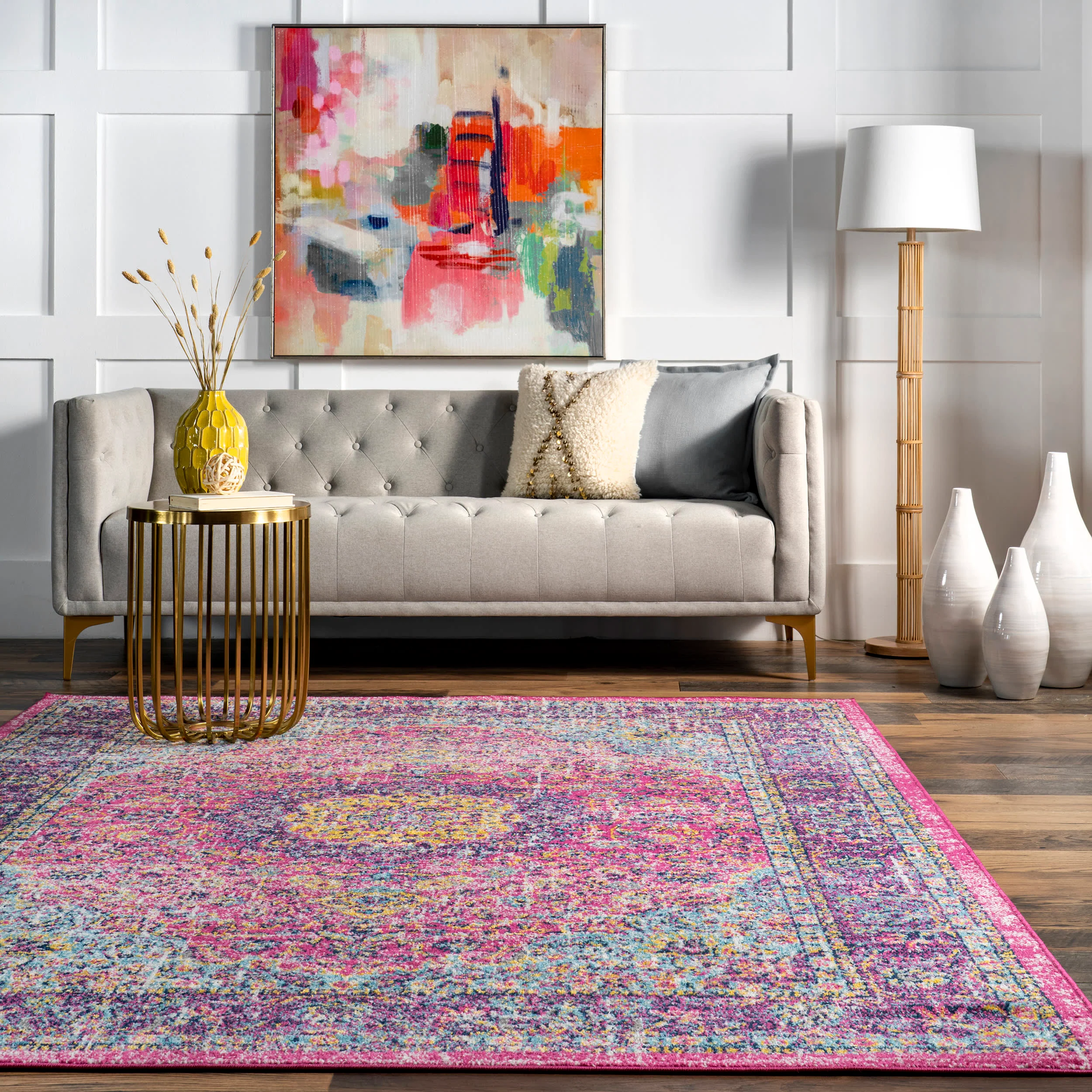 Distressed Persian Rug | Fuchsia - Image 4
