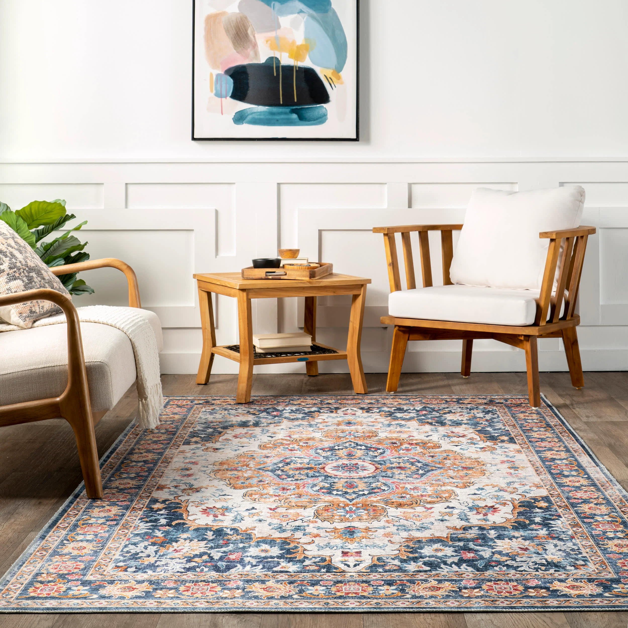 Dita Spill Proof Washable Rug | Blue Multicolor - Image 4