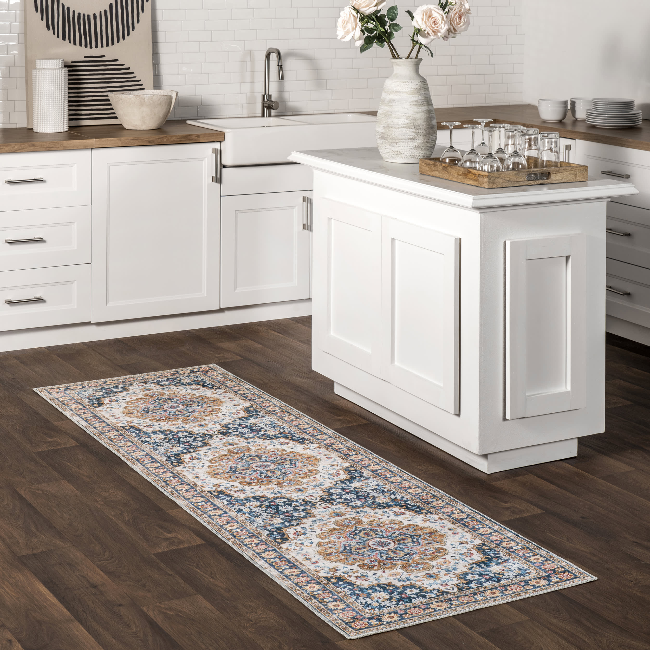 Dita Spill Proof Washable Rug | Blue Multicolor - Image 2