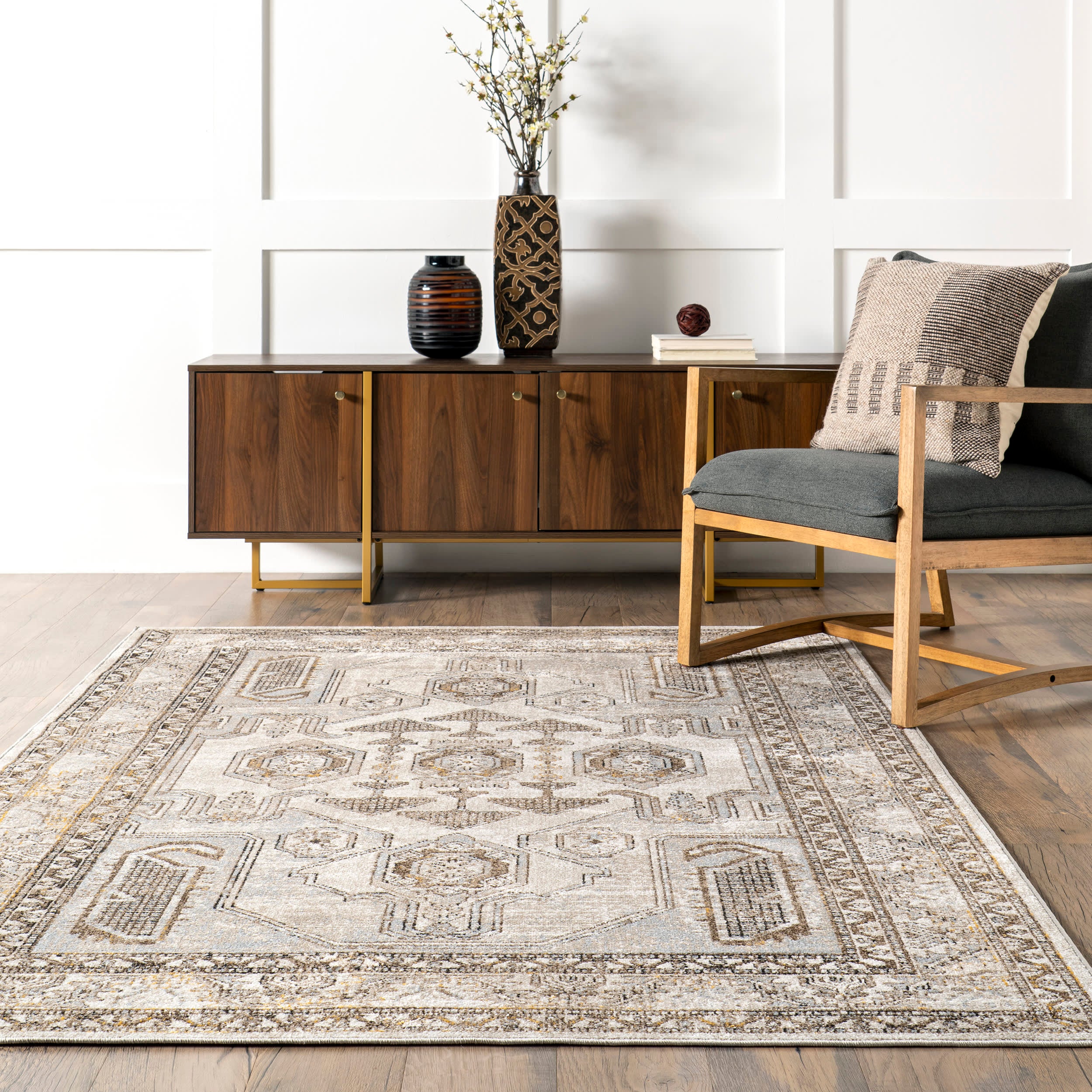 Dolly Washable Vintage Rug | Beige - Image 4