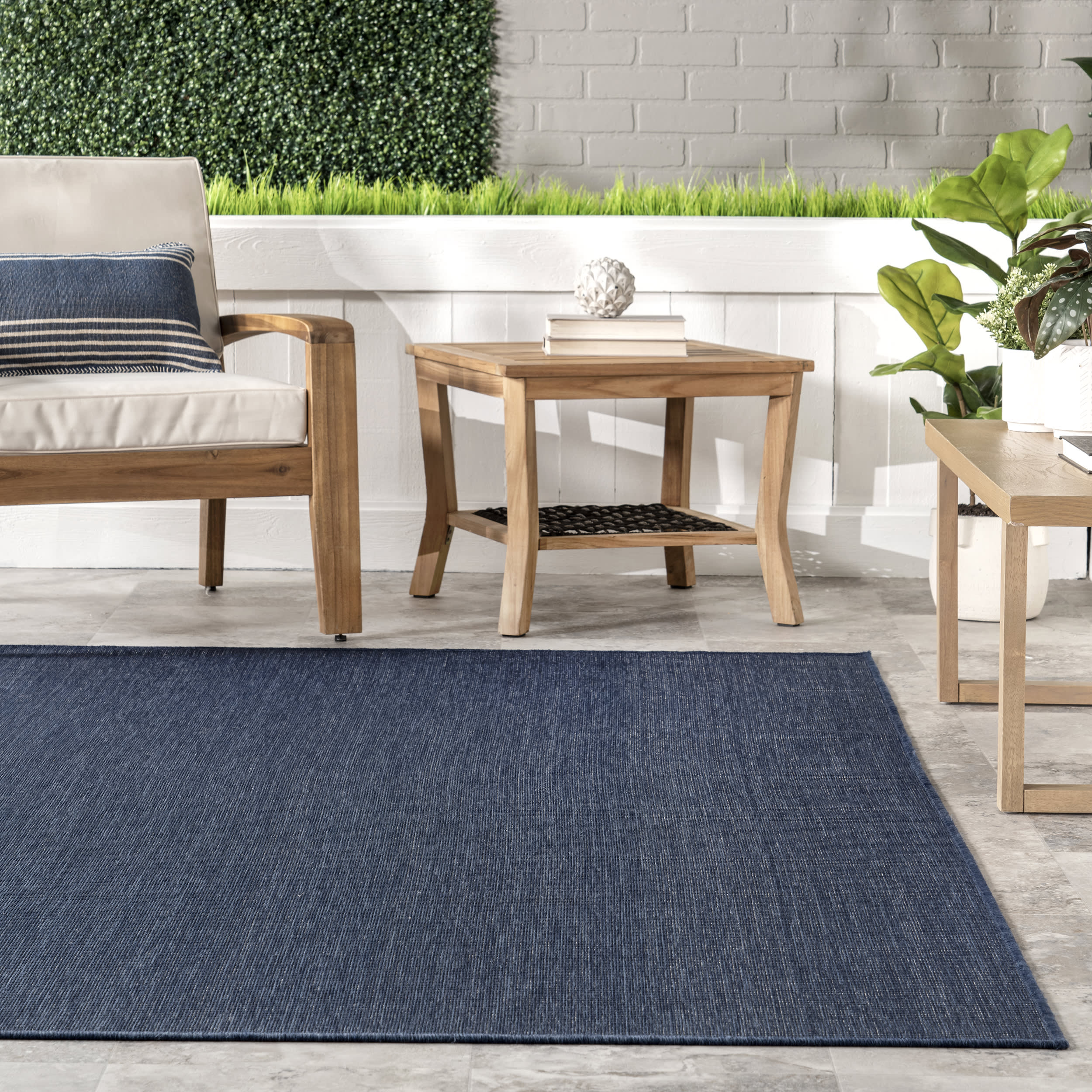 Dorinda Hazy Solid Indoor/Outdoor Rug | Navy - Image 4