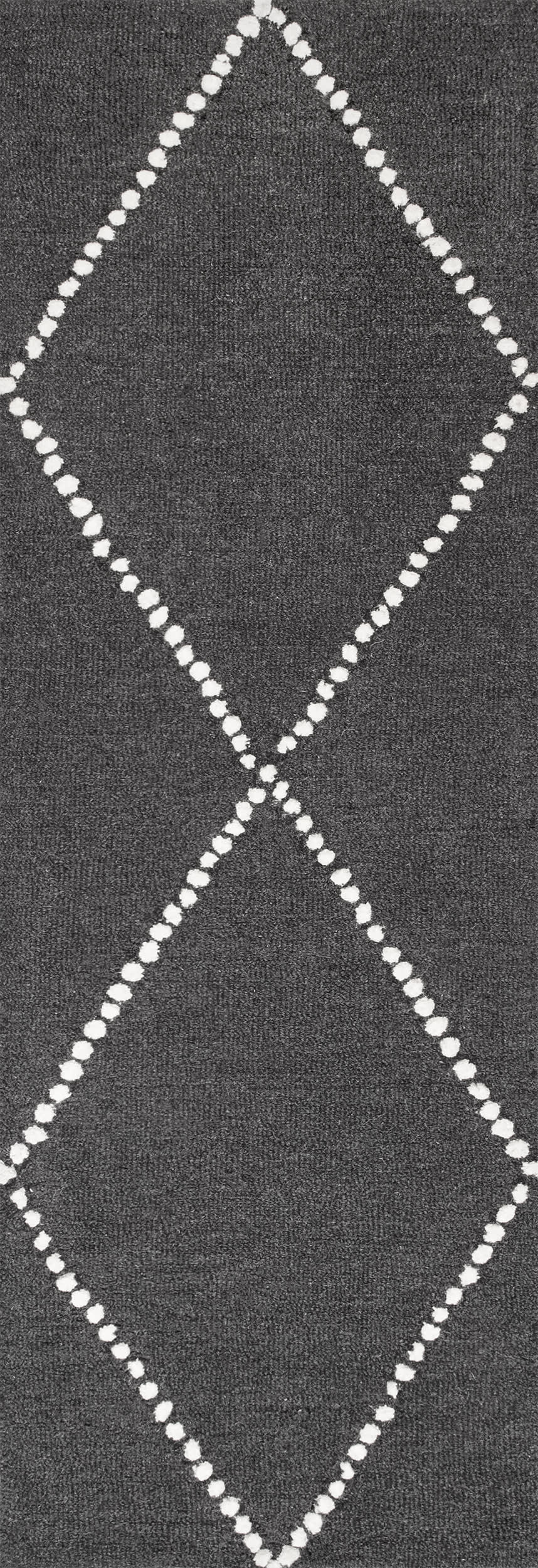 Dotted Diamond Trellis Nursery Rug | Charcoal