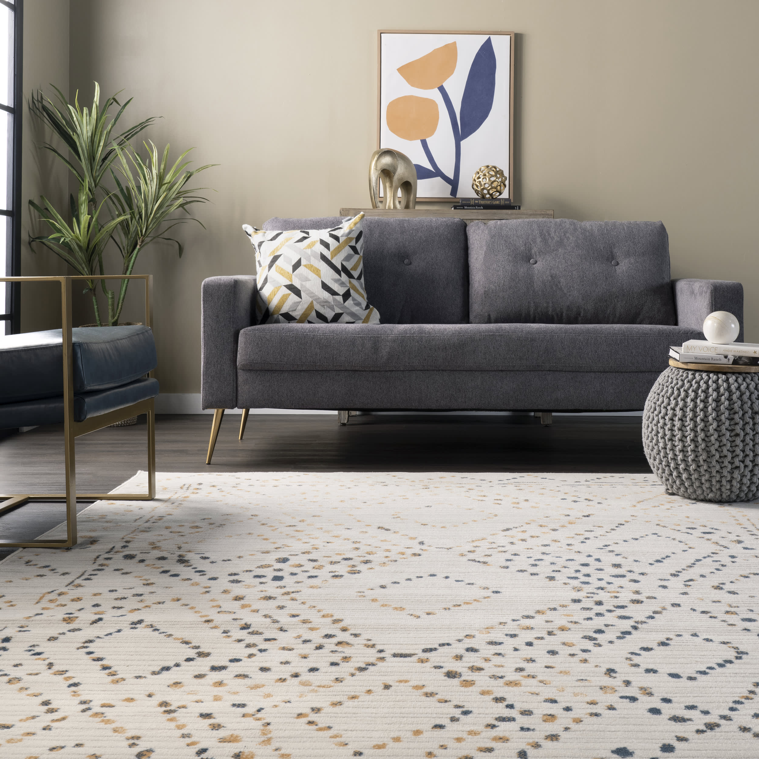 Dotted Diamond Trellis Rug | Beige - Image 4