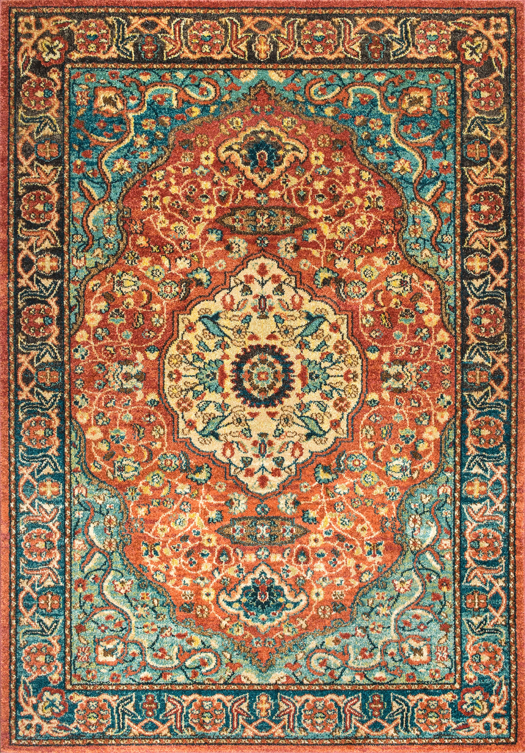 Double Floral Medallion Rug | Rust