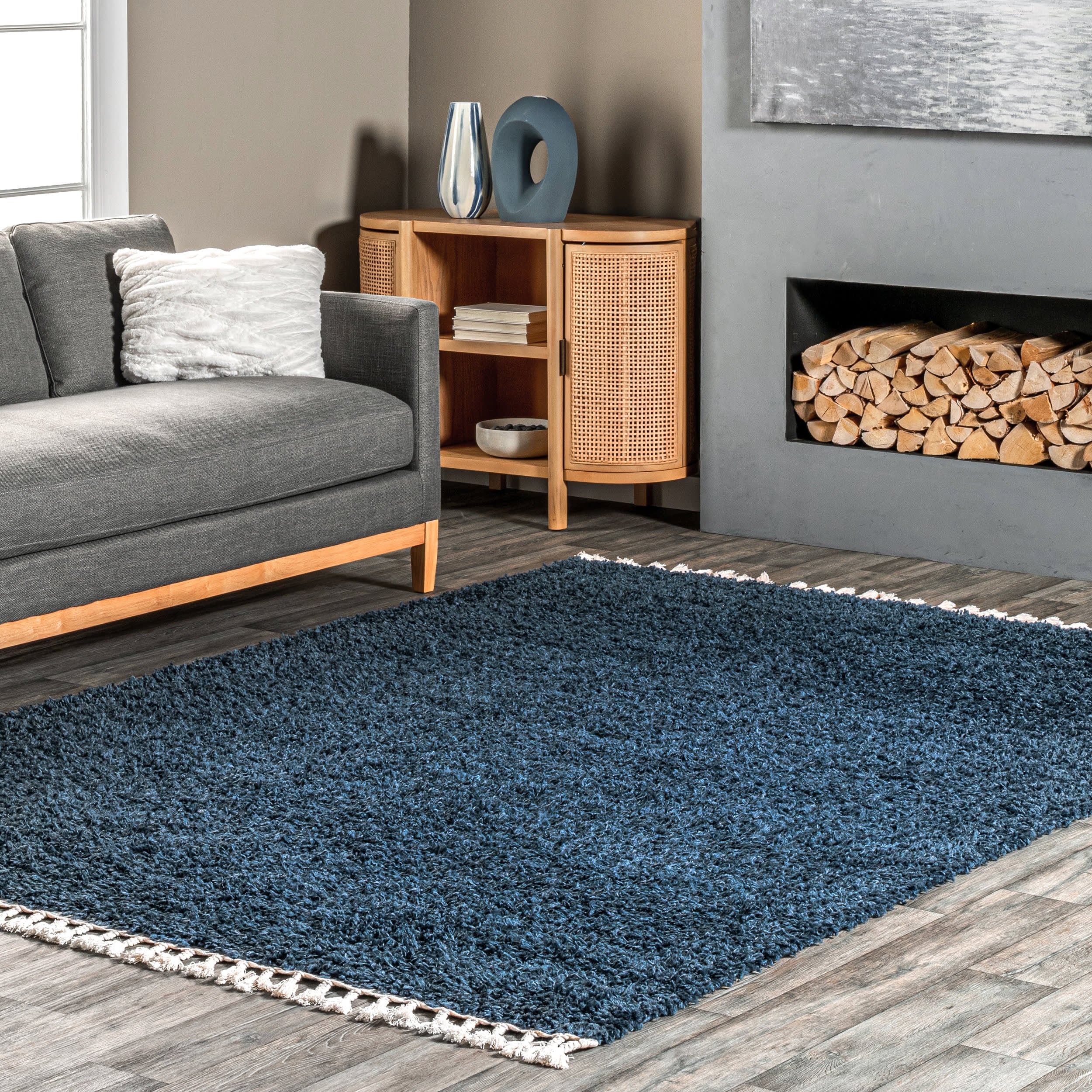 Dream Solid Shag Rug | Navy - Image 2