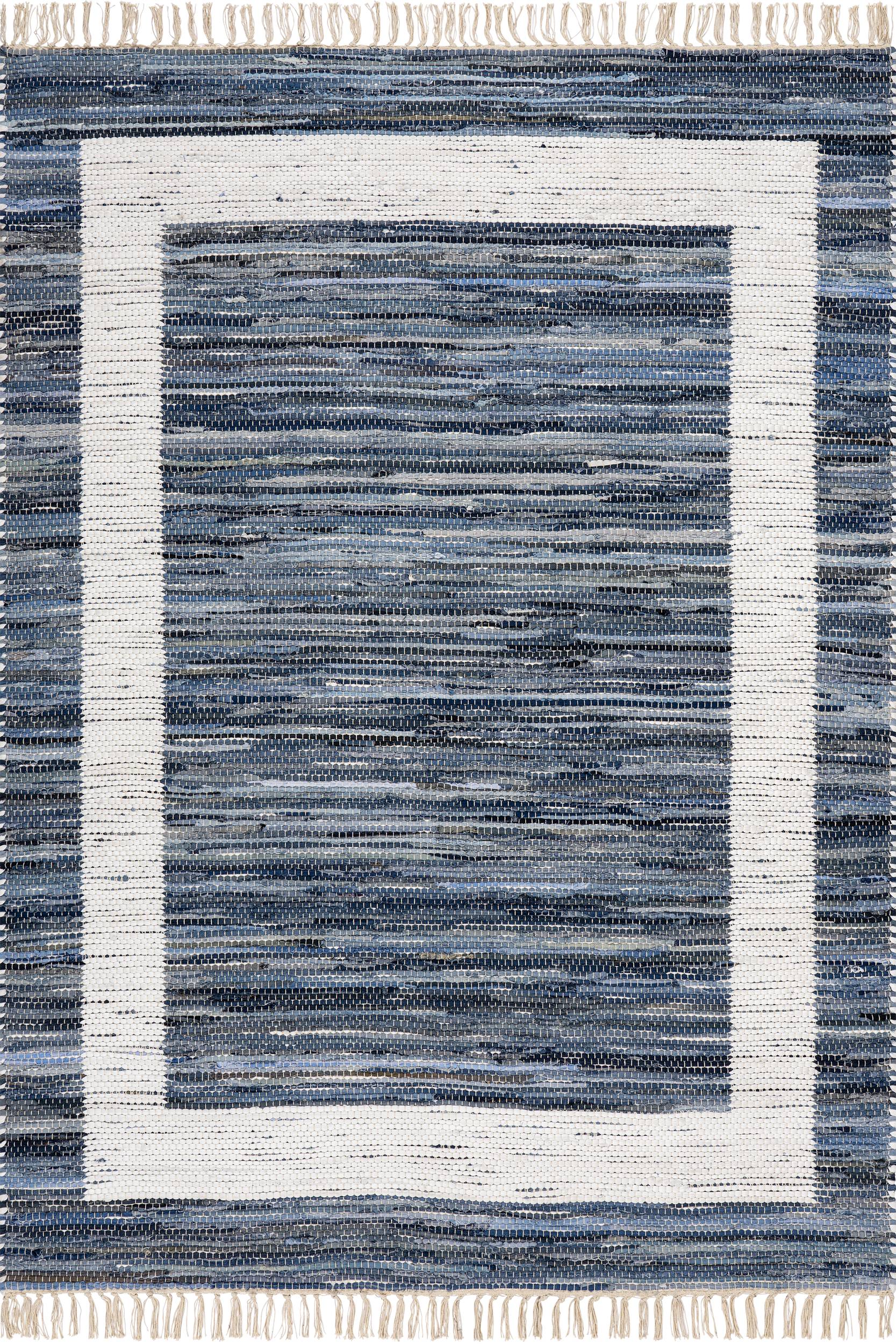 Dymera Denim Bohemian Bordered Rug | Blue