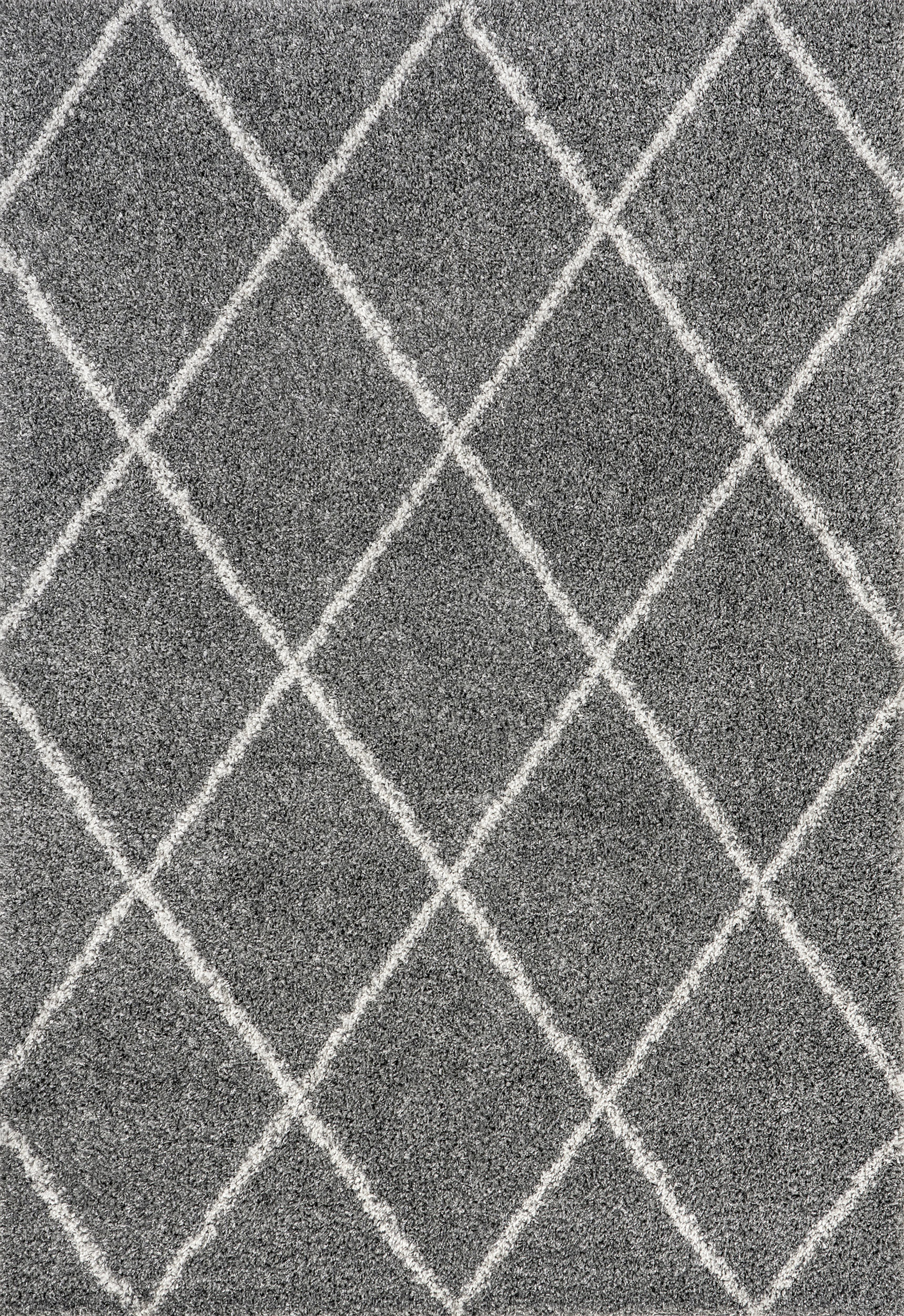 Easy Shag Lattice Rug | Dark Grey