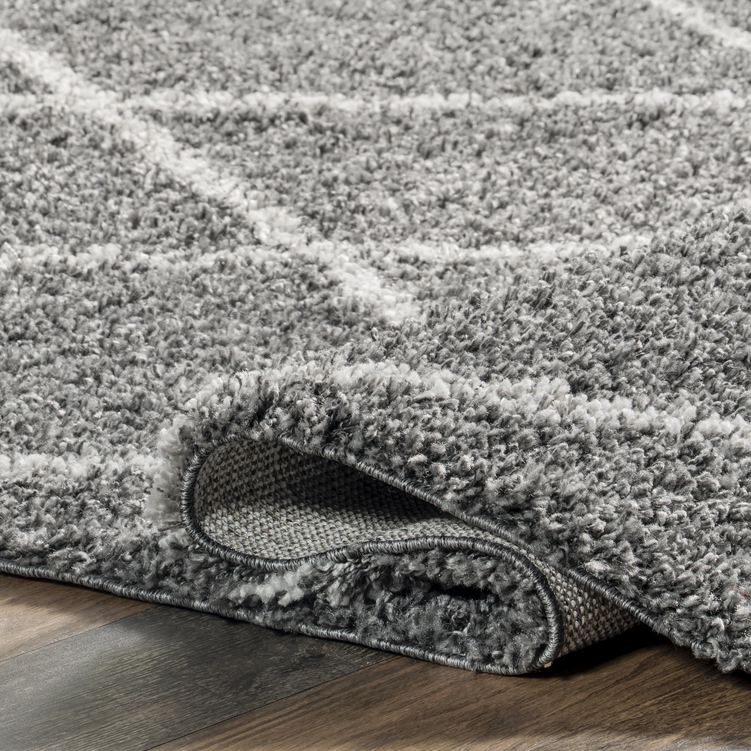 Easy Shag Lattice Rug | Grey - Image 6