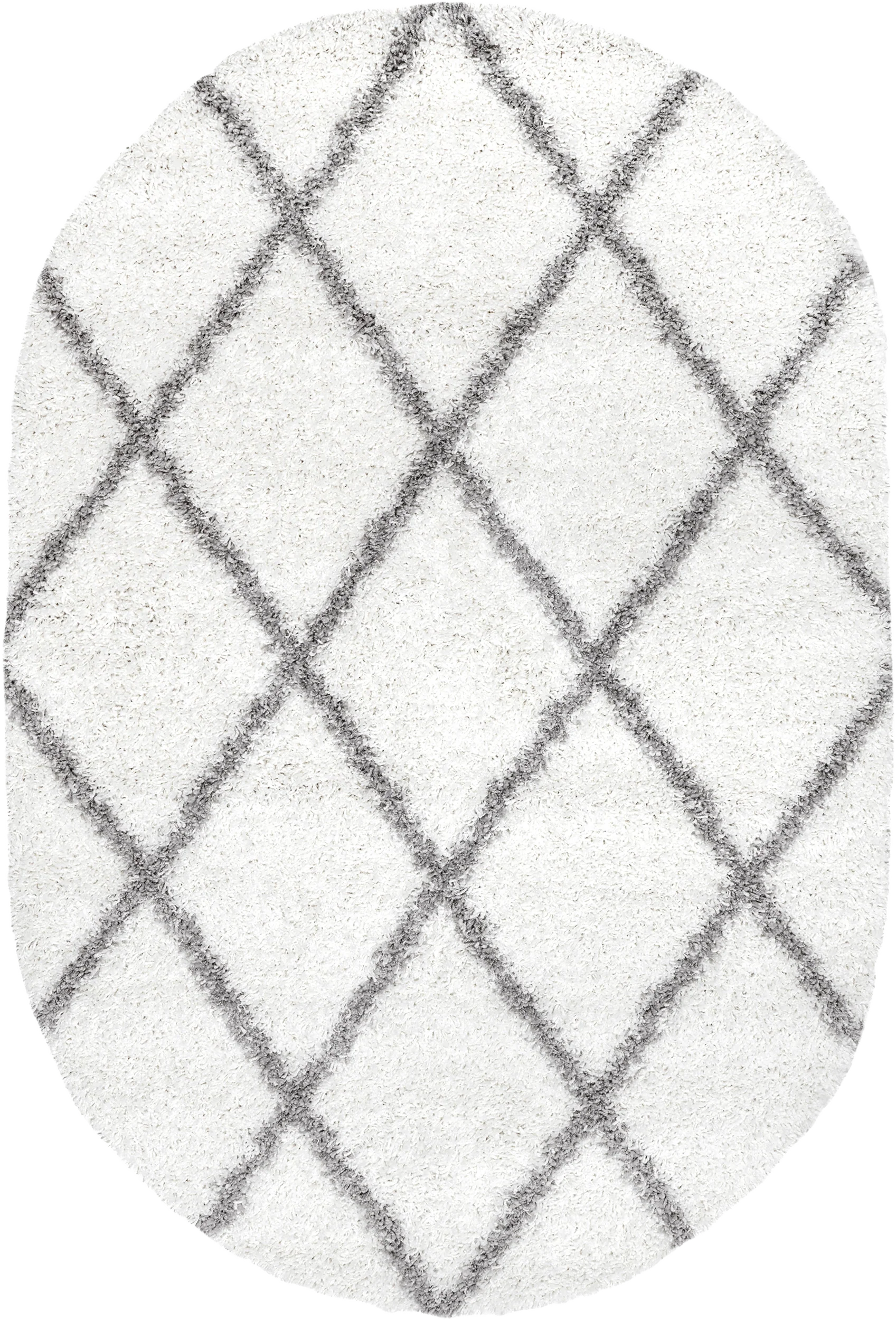 Easy Shag Lattice Rug | White